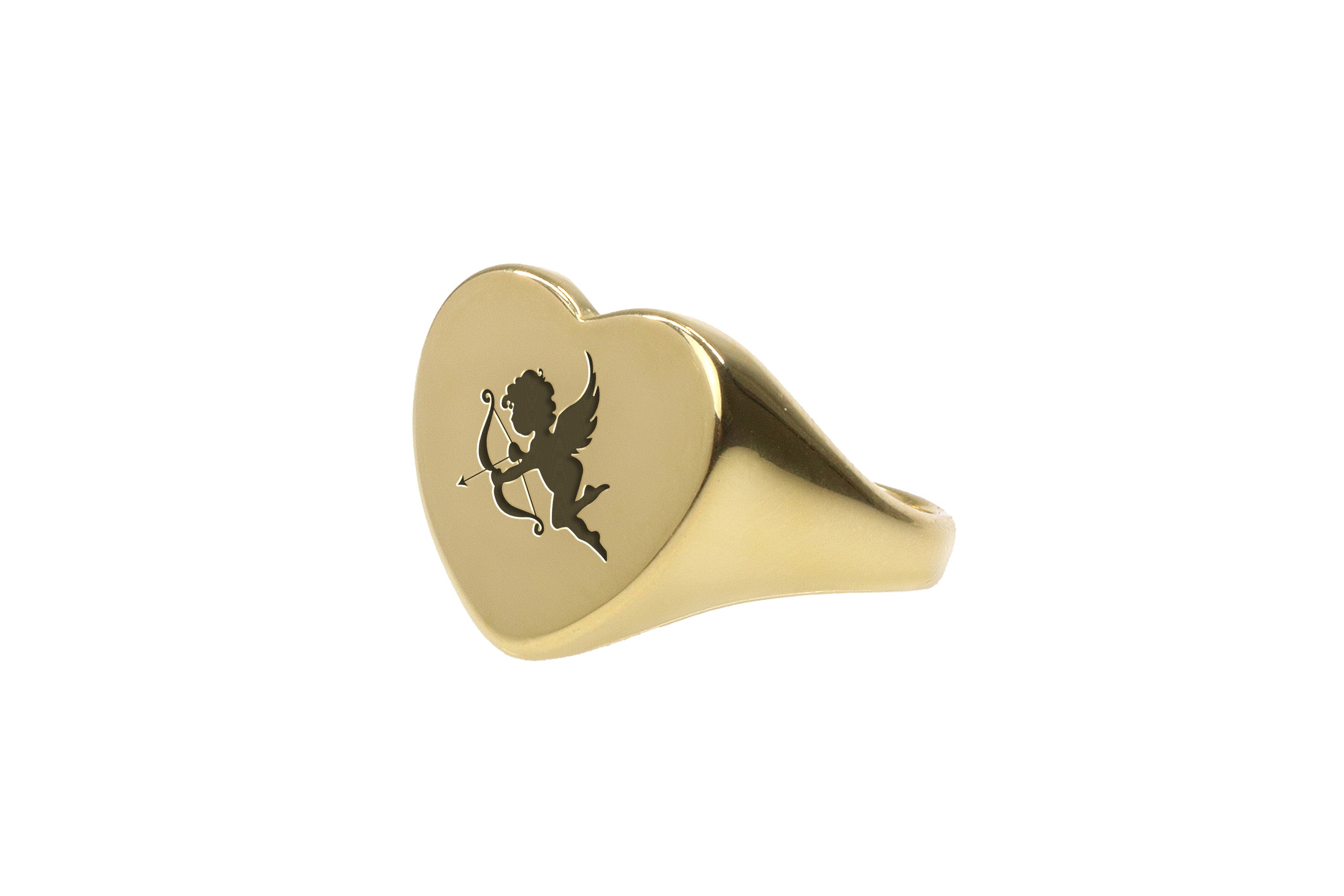 Gold Cupid Signet Ring