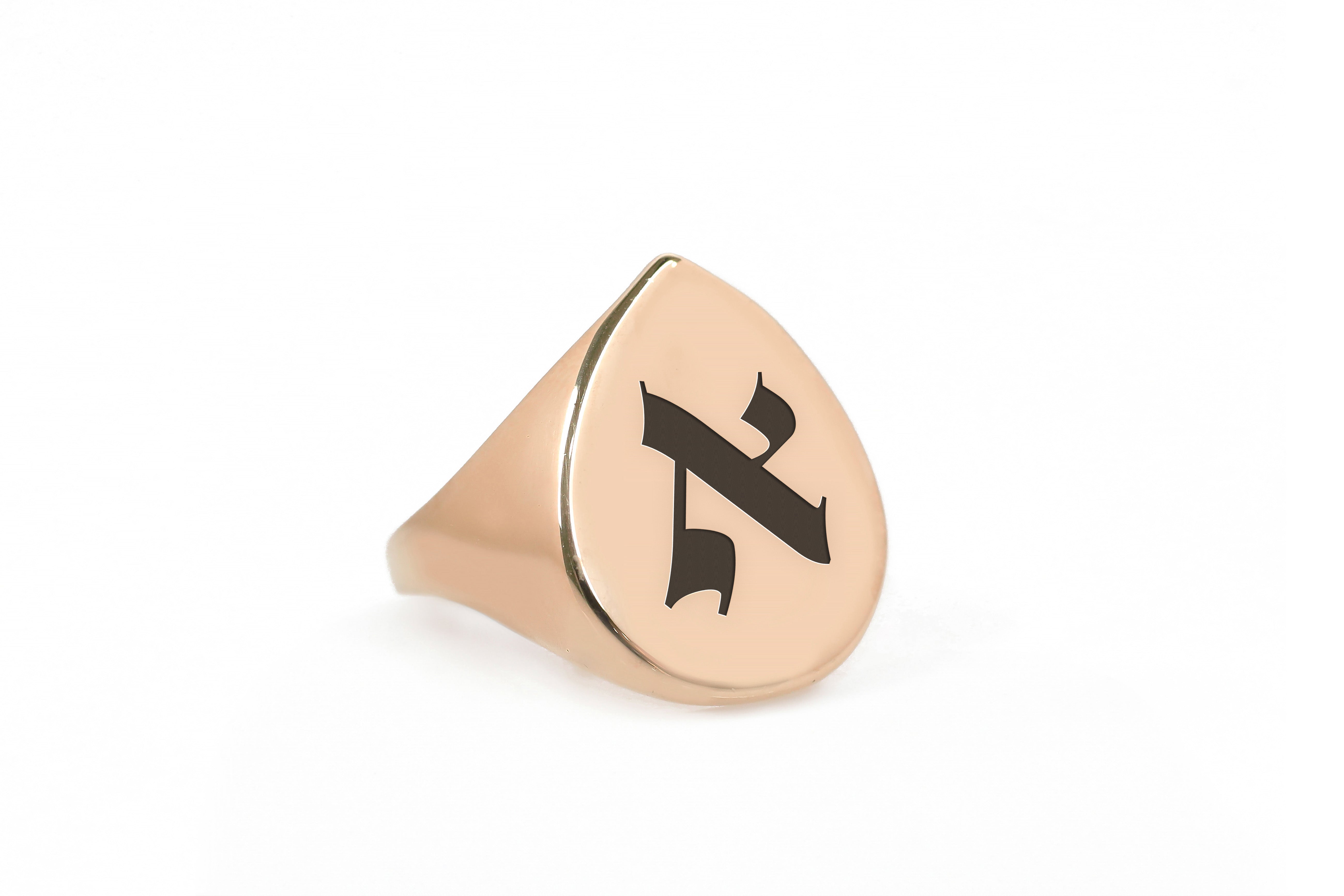 Hebrew Rose Gold Signet Ring