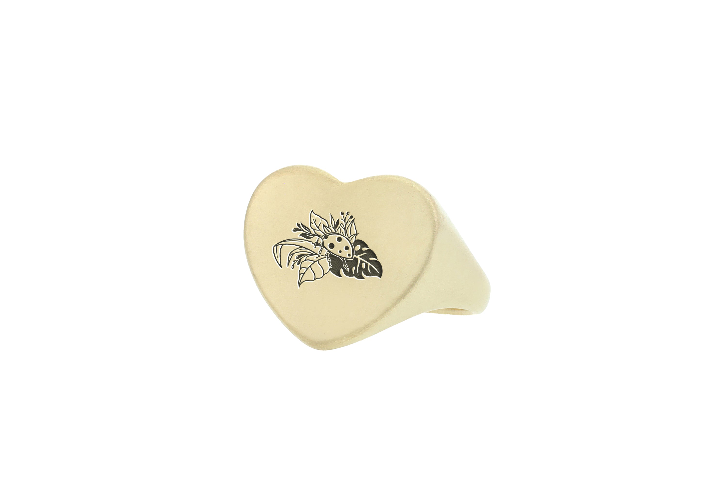 Gold Ladybug Engraved Signet Ring