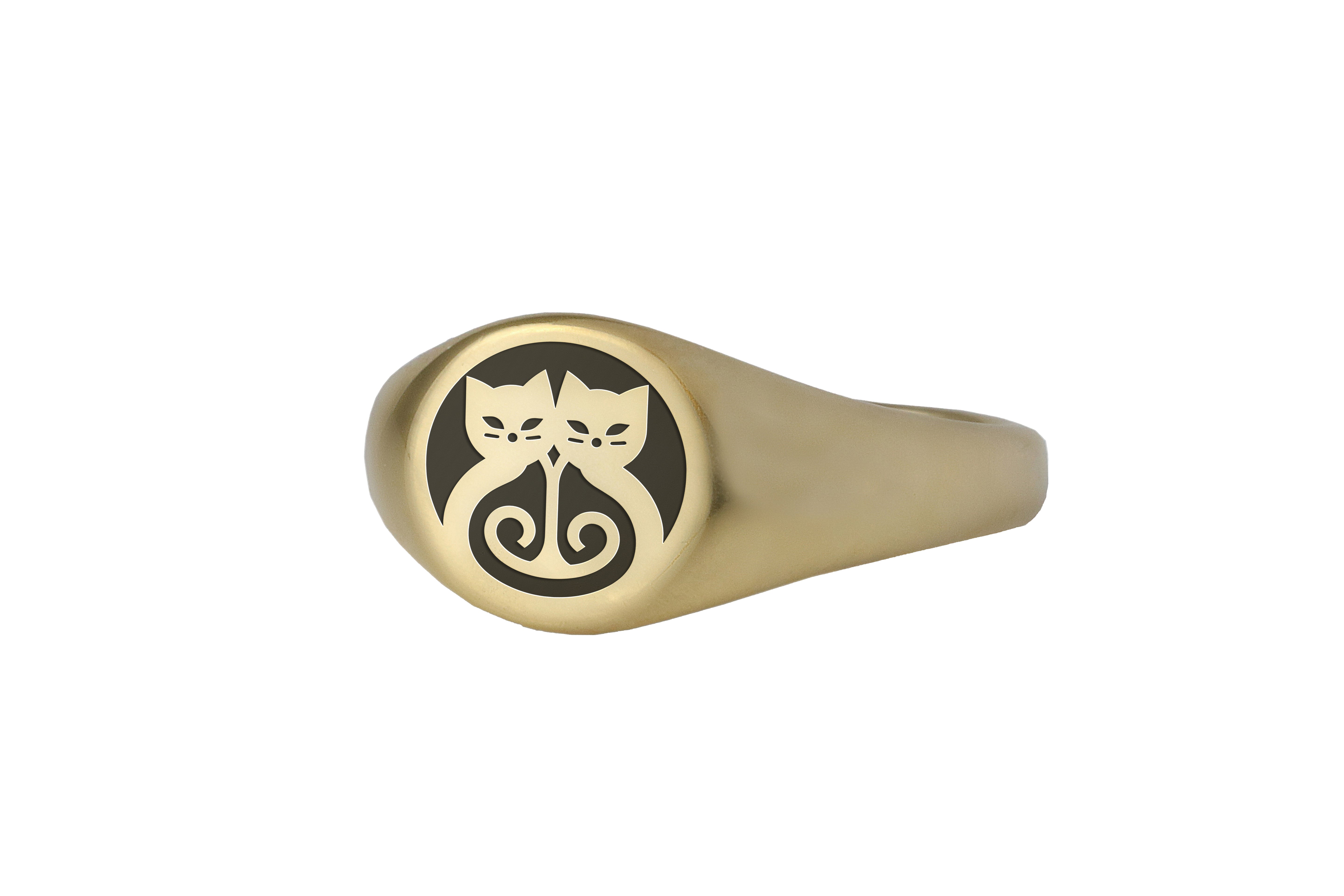 14k Gold Cats Signet Ring