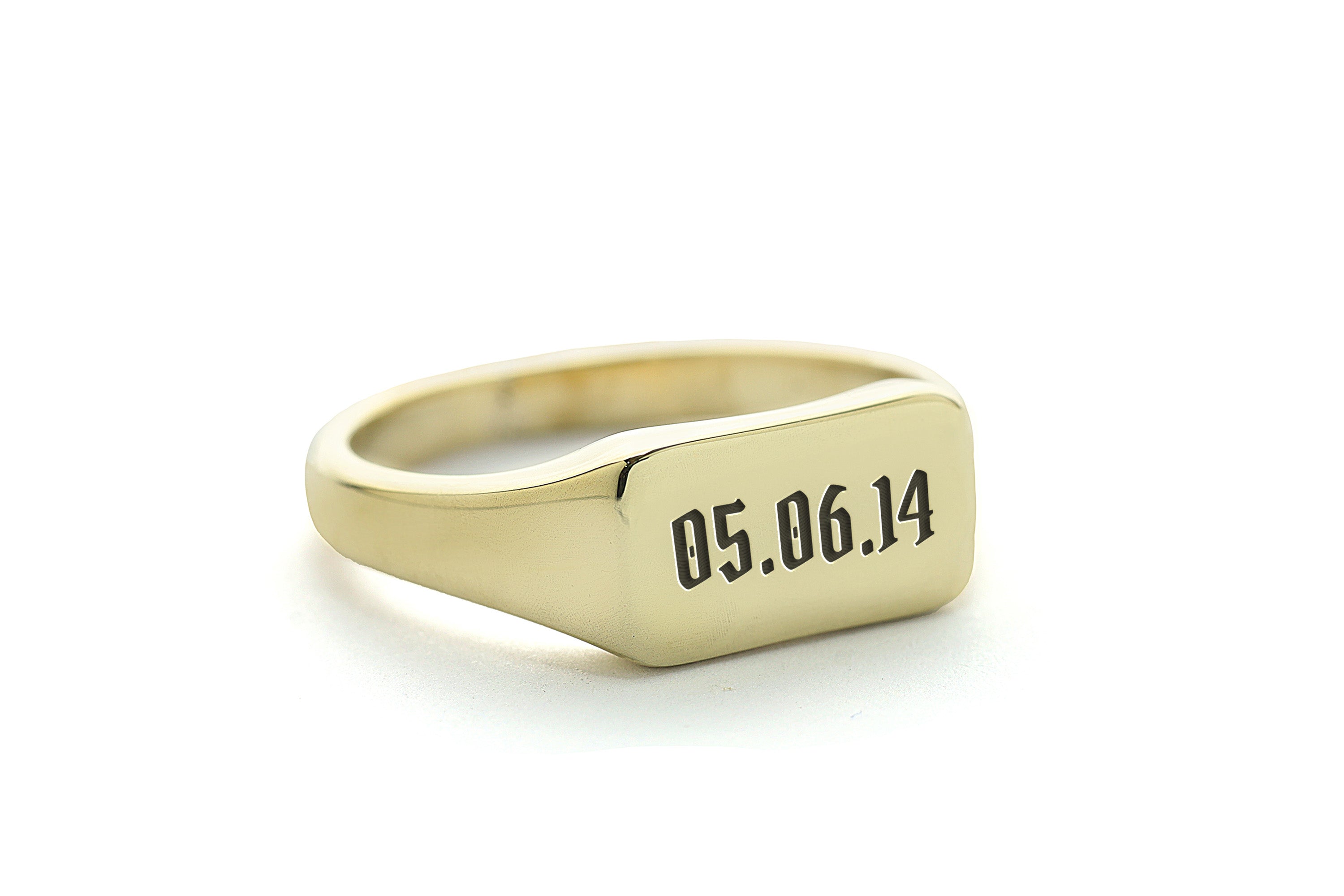 14k Gold Date Signet Ring