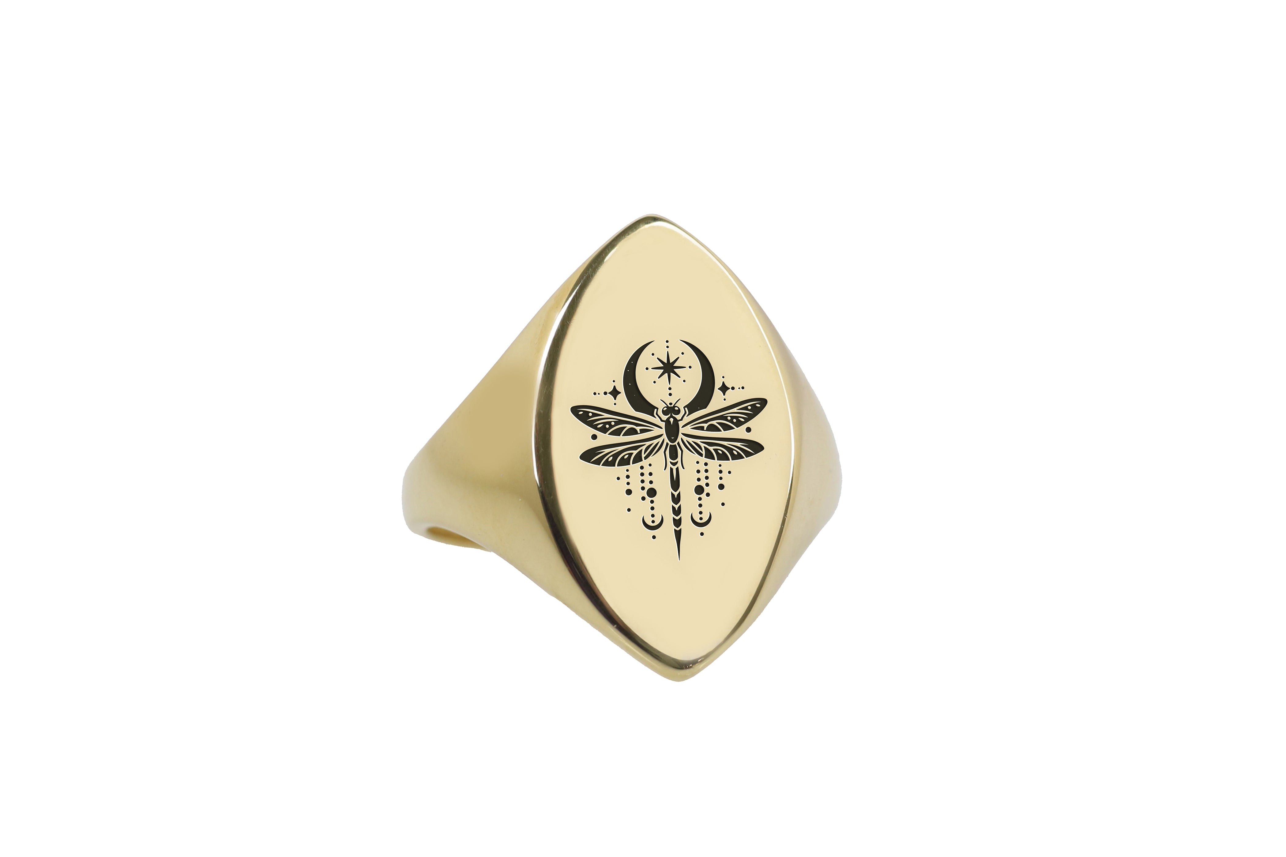 14k Gold Dragonfly Signet Ring