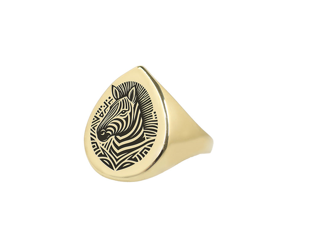 Cute Zebra Engraved Ring