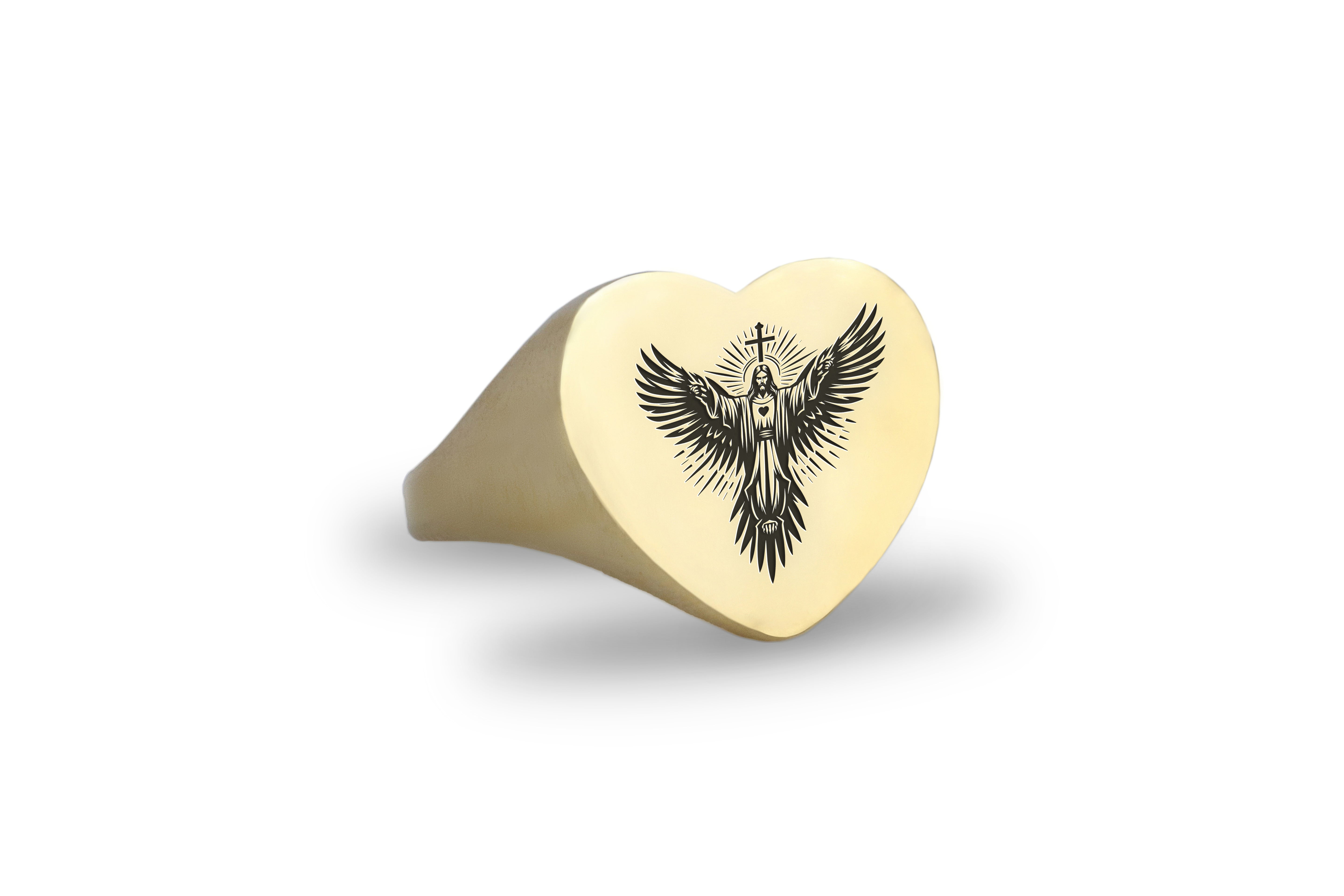 Engraved Jesus Signet Ring