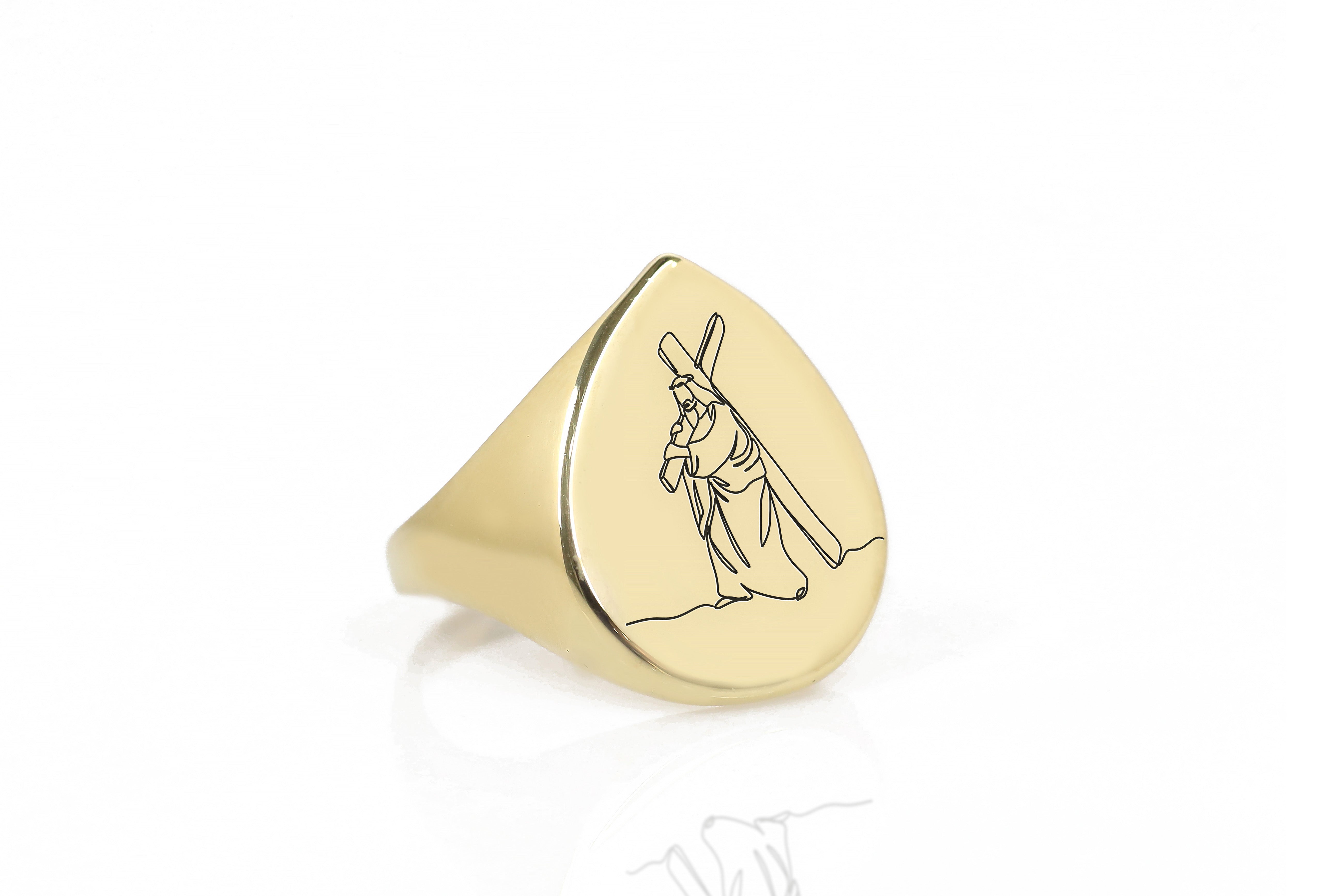 Jesus Cross Engraved Ring