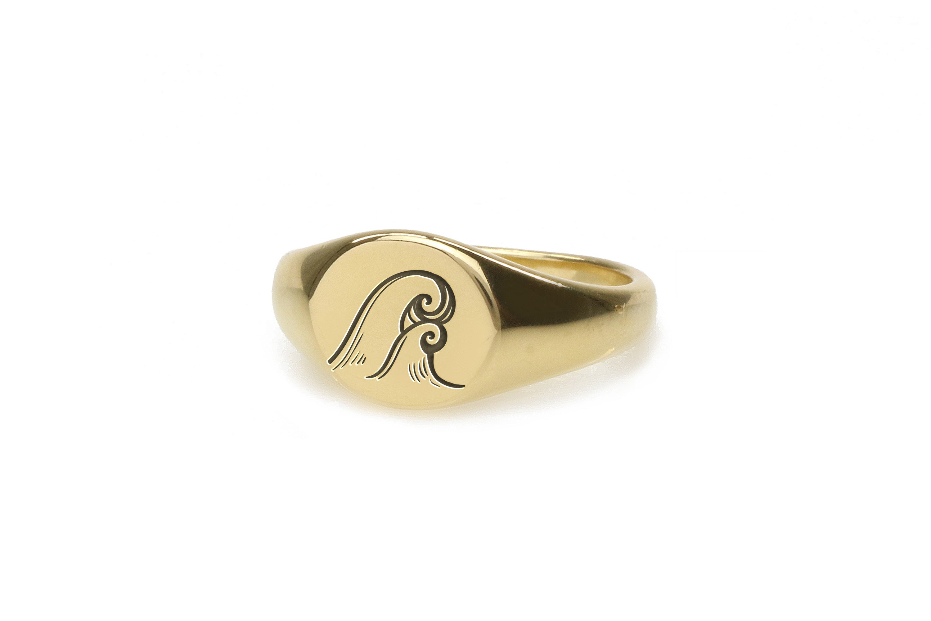 Gold Wave Signet Ring