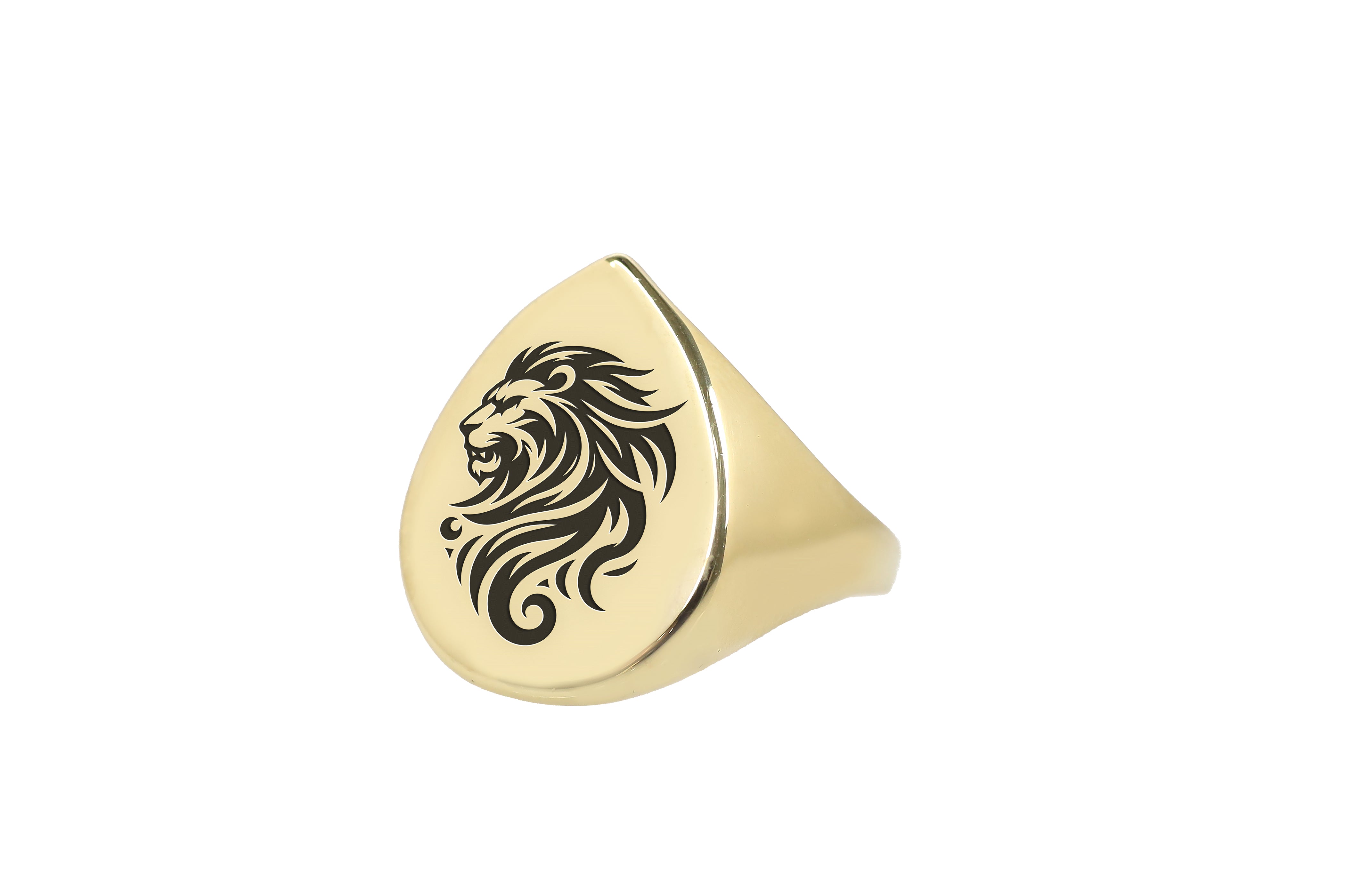 24k Gold Lion Signet Ring