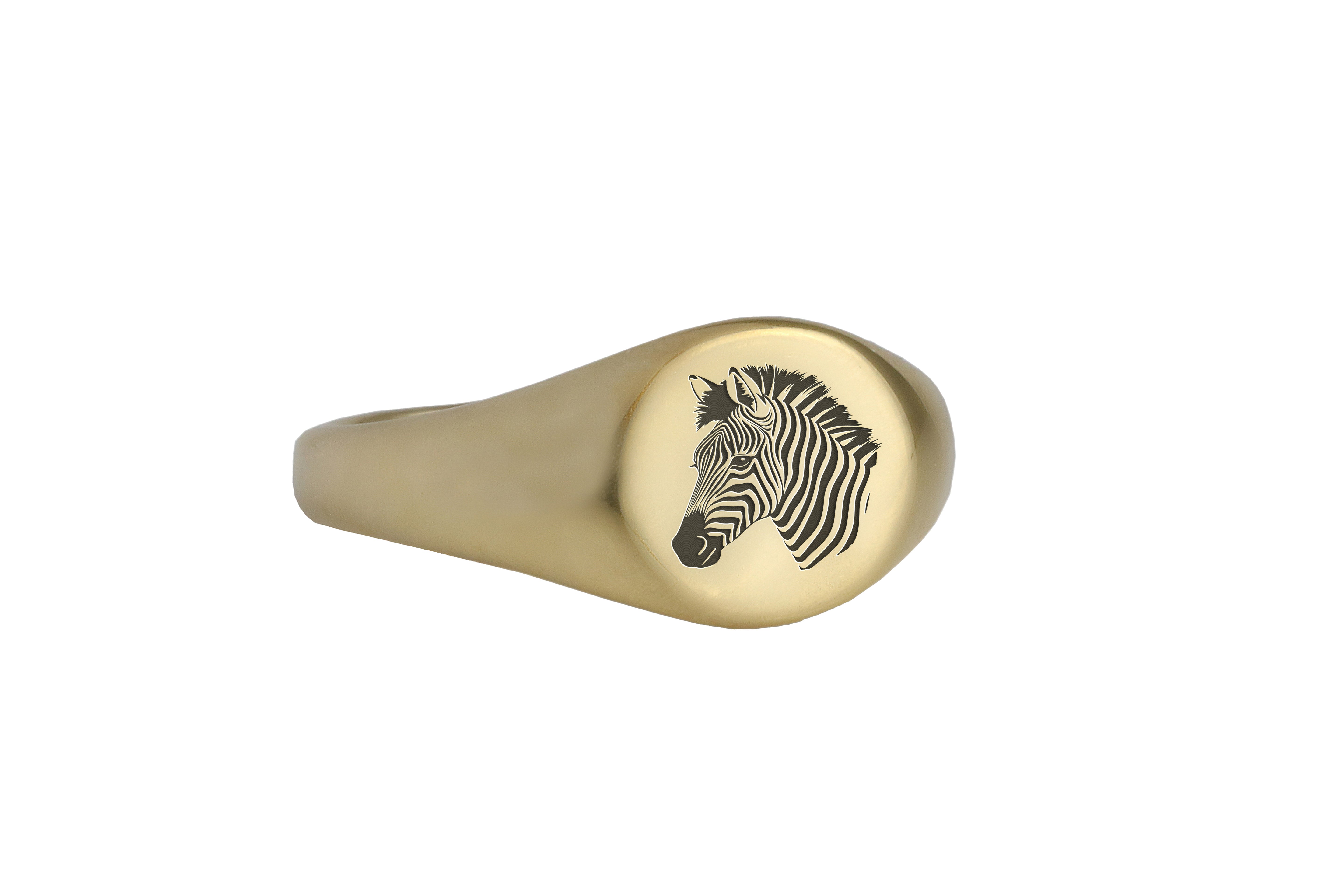 14k Gold Zebra Signet Ring