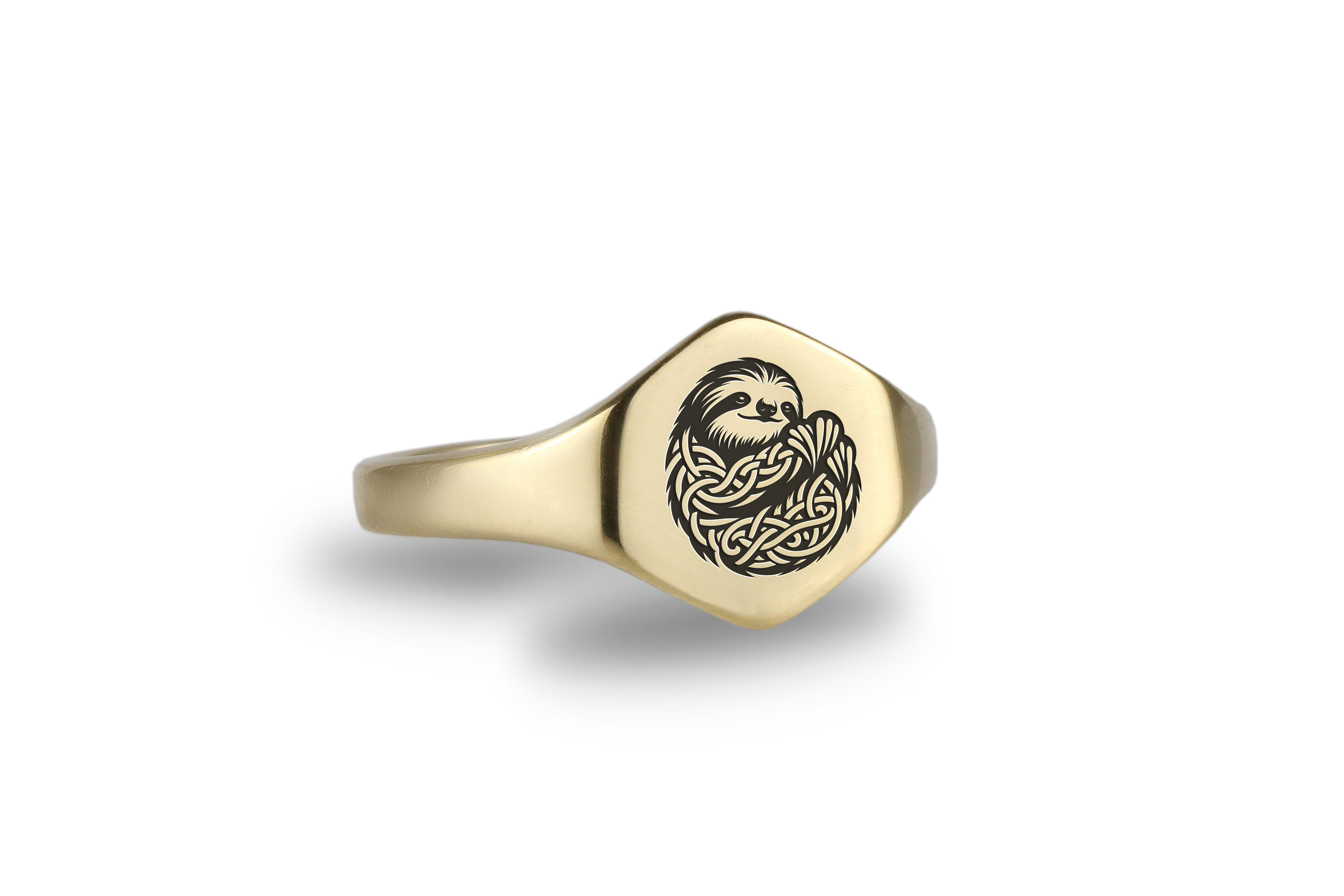 Engraved Sloth Signet Ring