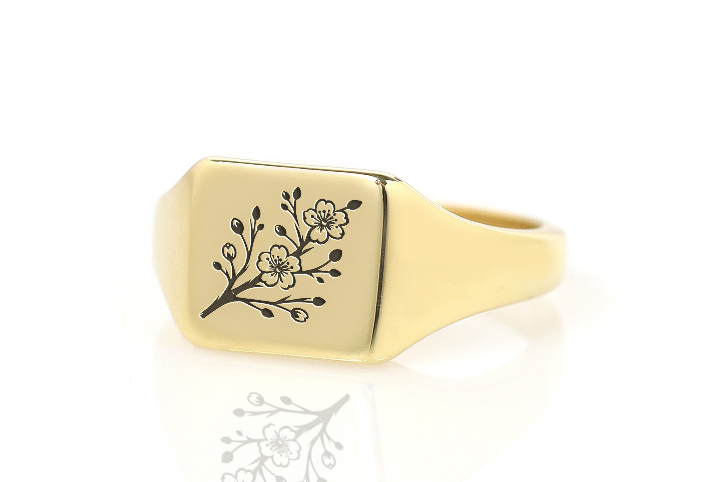 14k Gold Rose Signet Ring