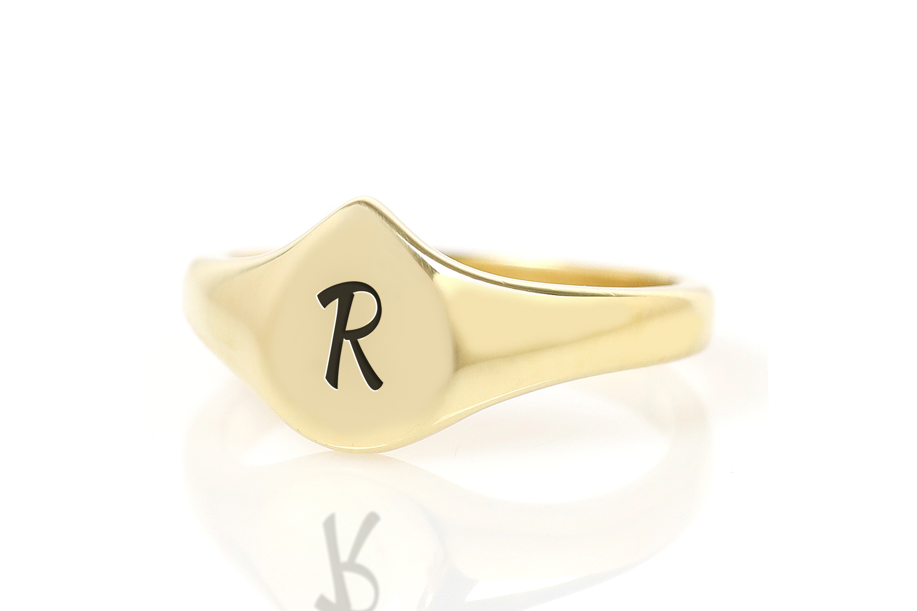 14k Gold Name Initial Ring