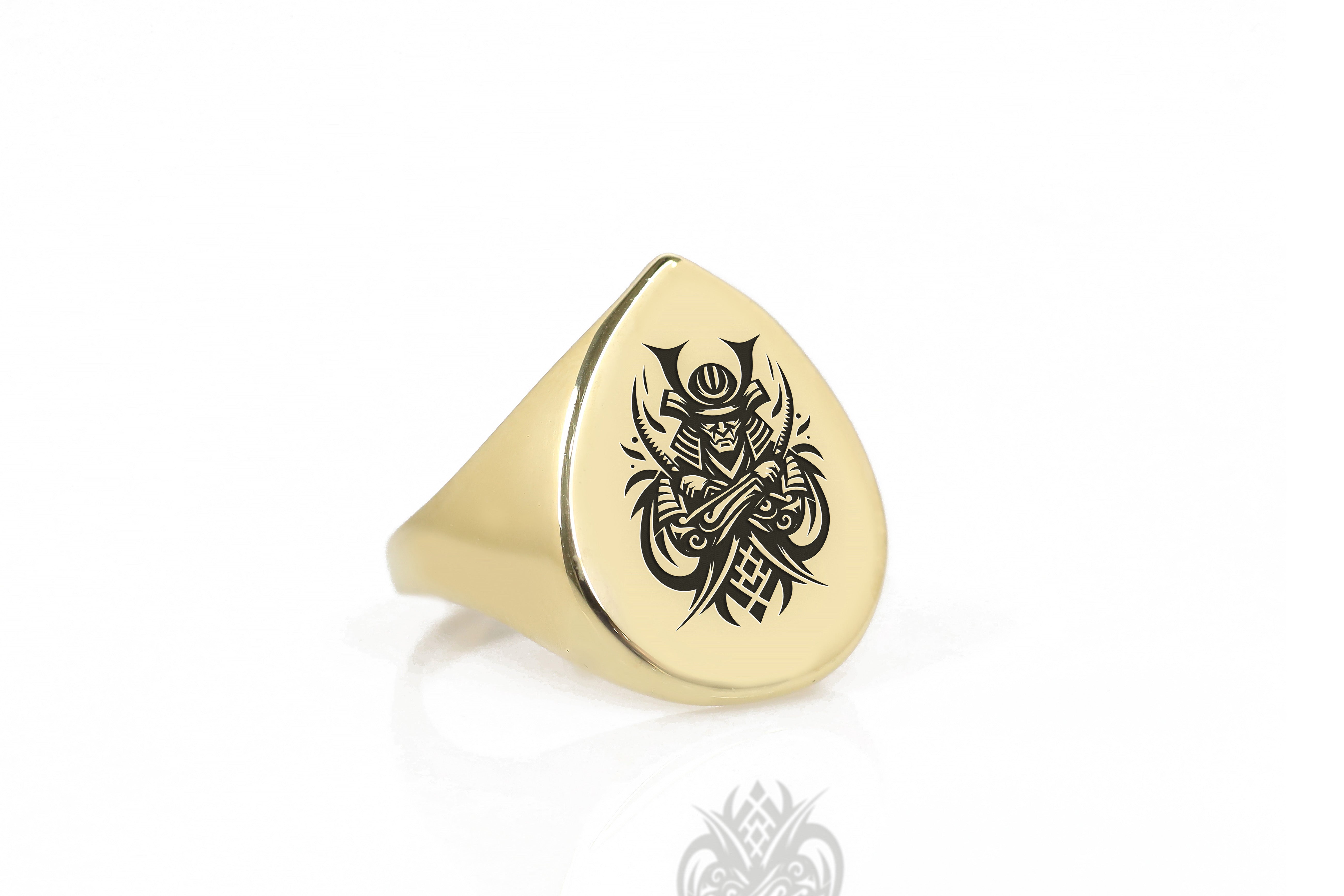 14k Gold Samurai Signet Ring