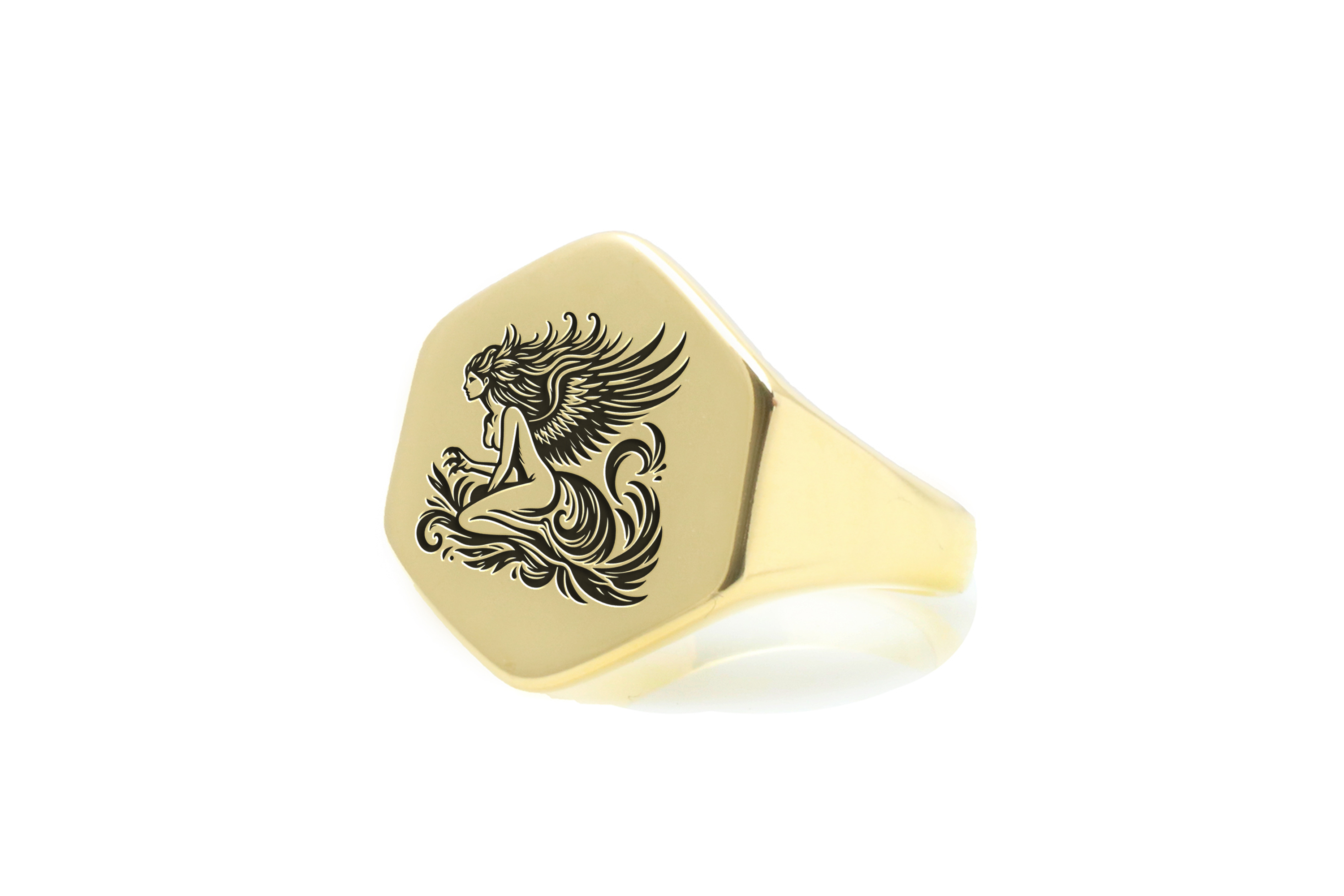 14k Gold Harpy Signet Ring