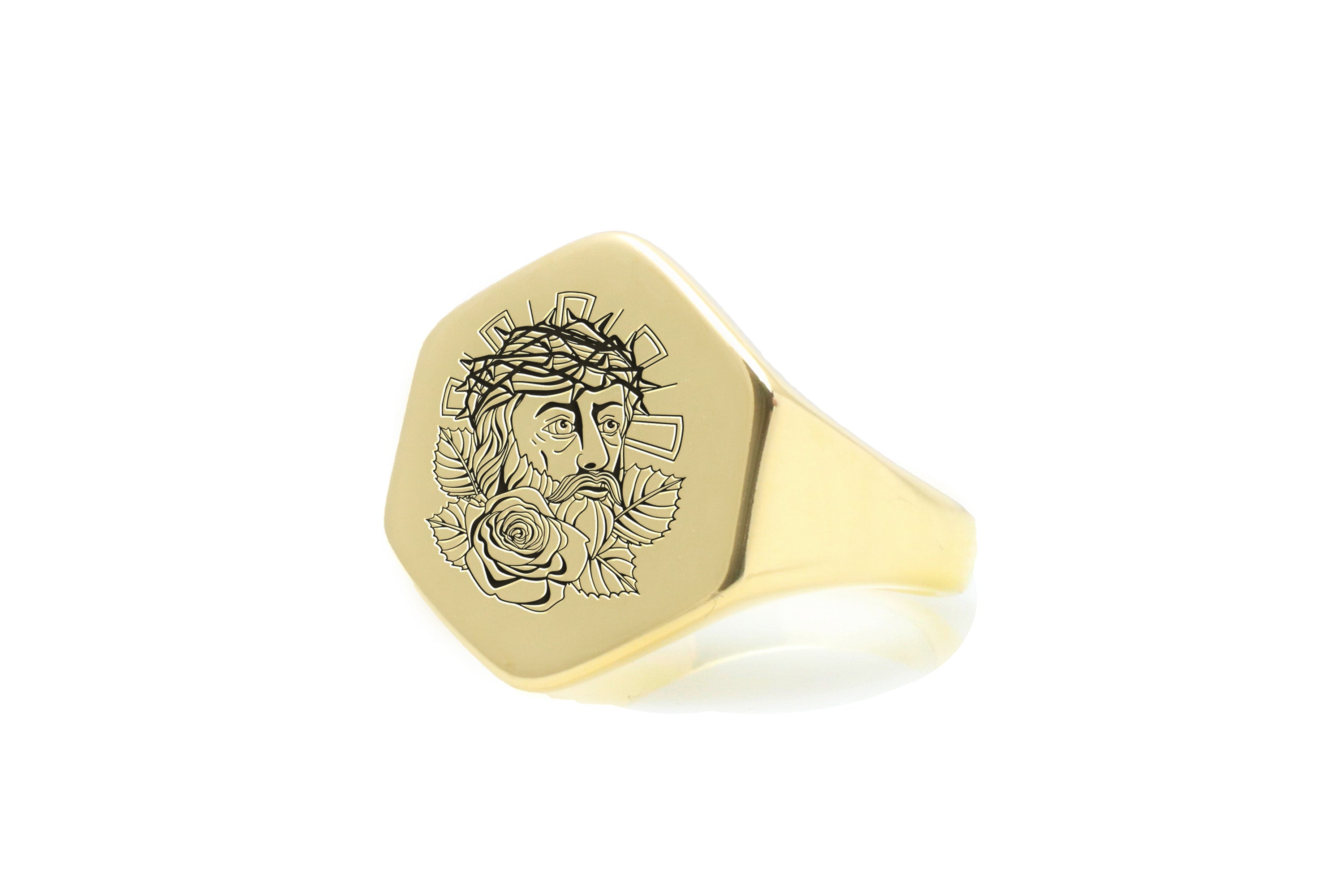 14k Gold Jesus Signet Ring