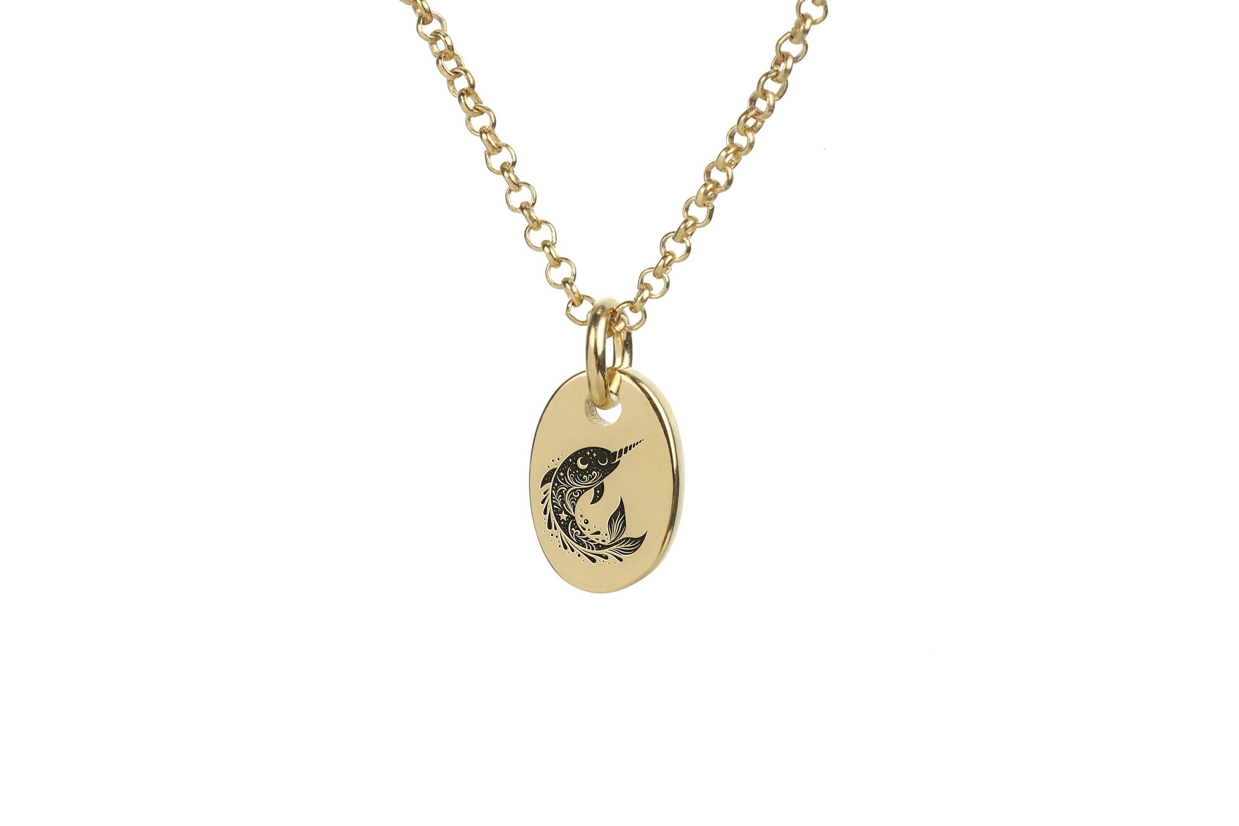 Oval Narwhal Pendant Necklace