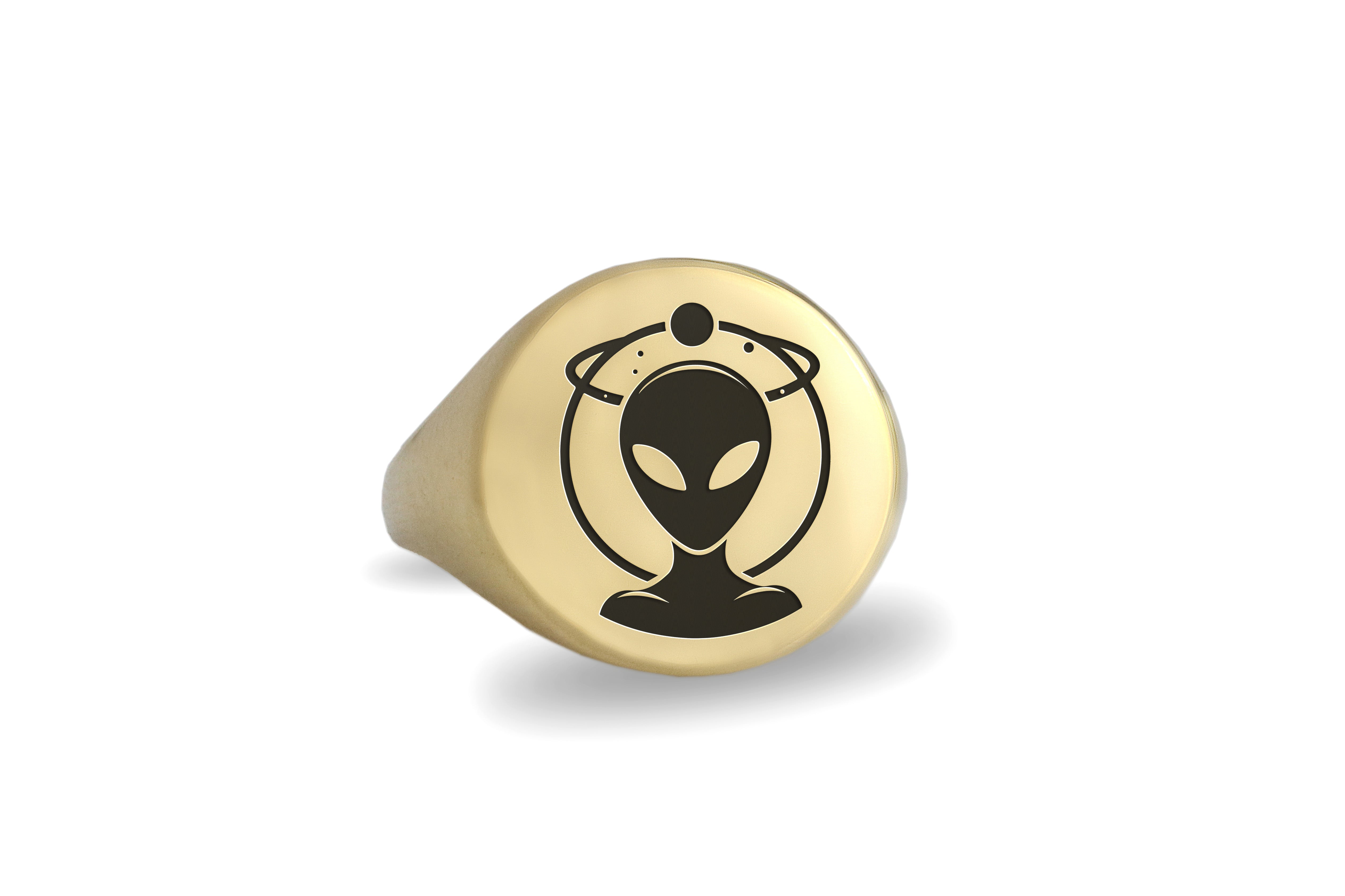14k Gold Alien Signet Ring