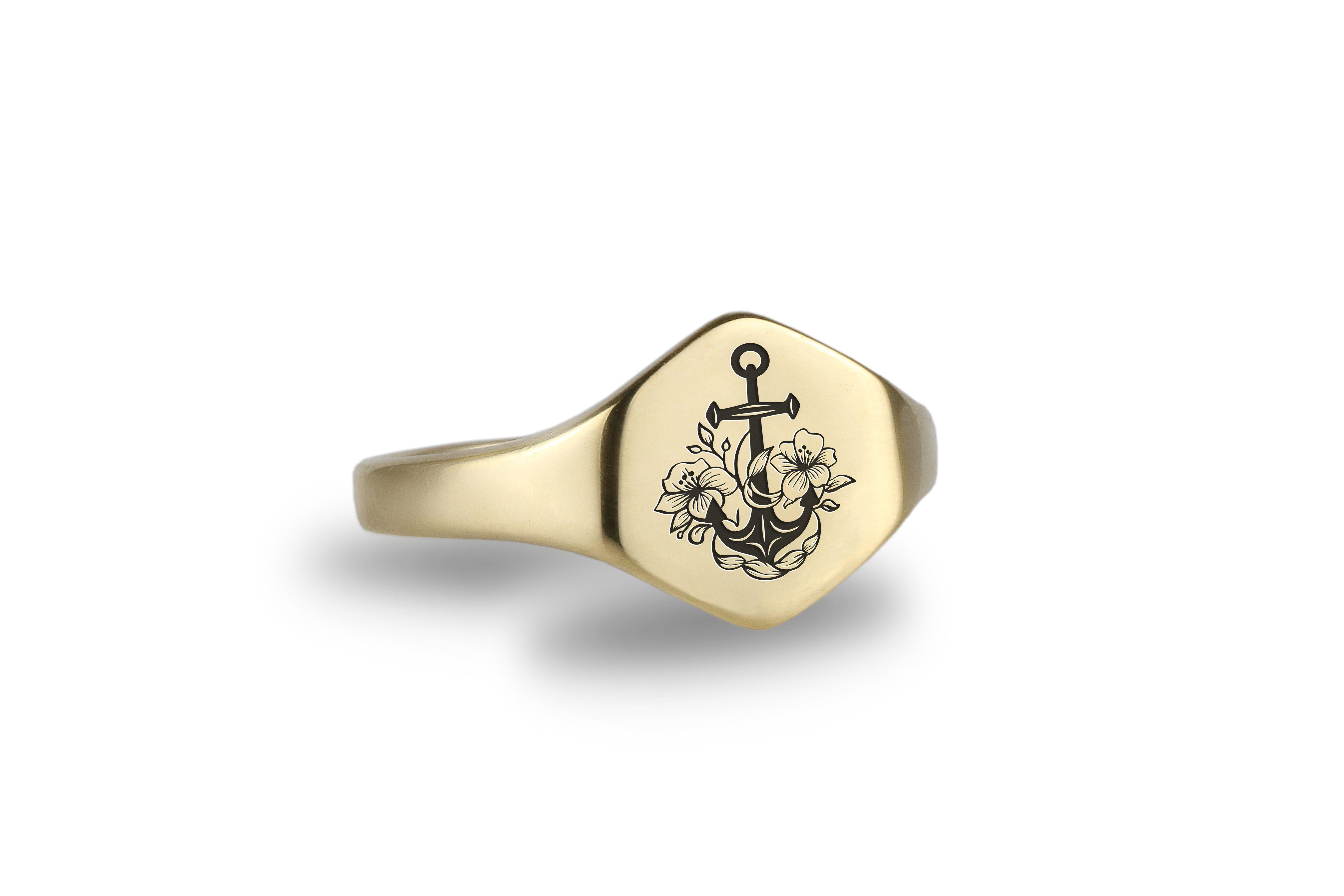 Flowered Anchor Signet Ring