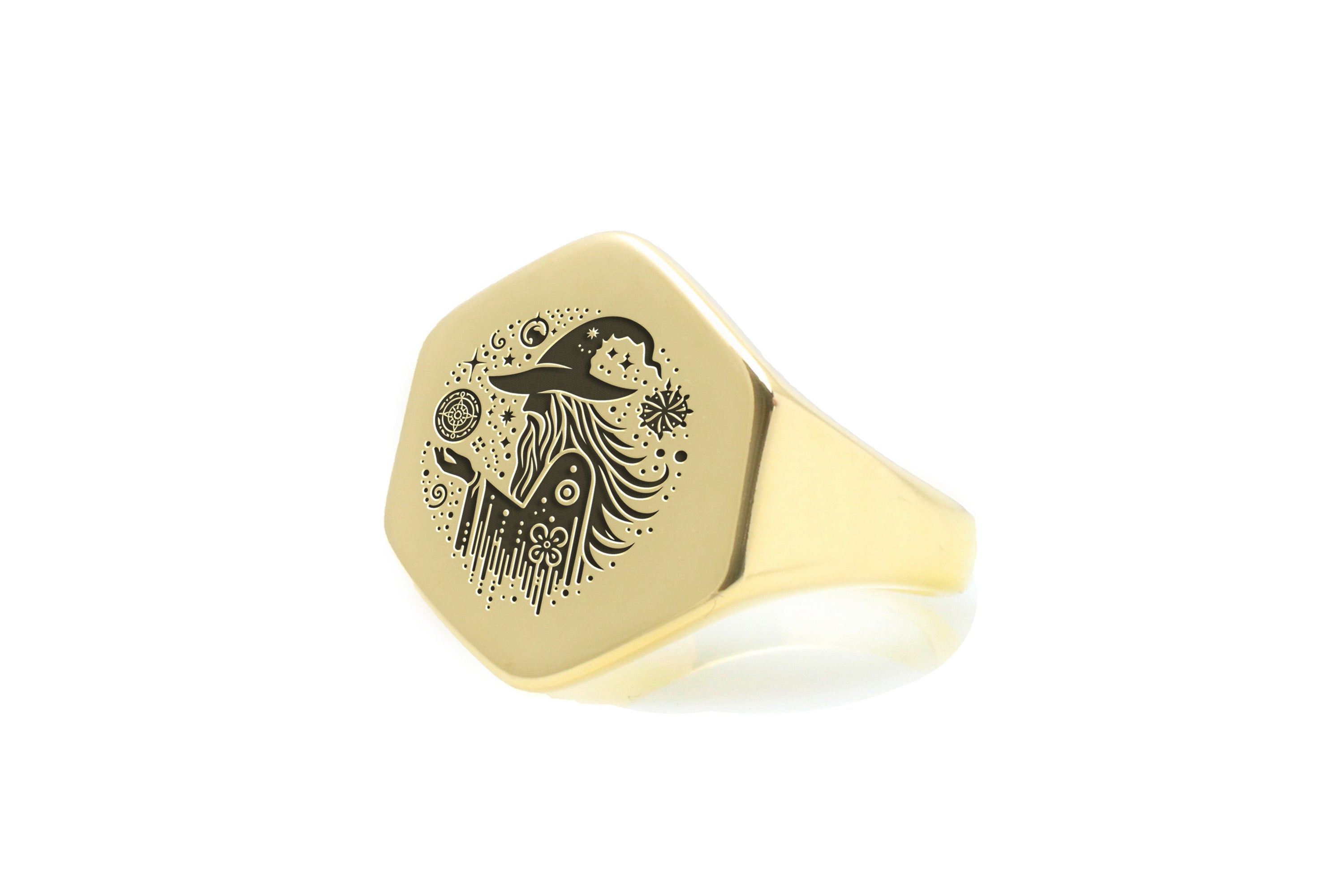Engraved Wizard Gold Ring