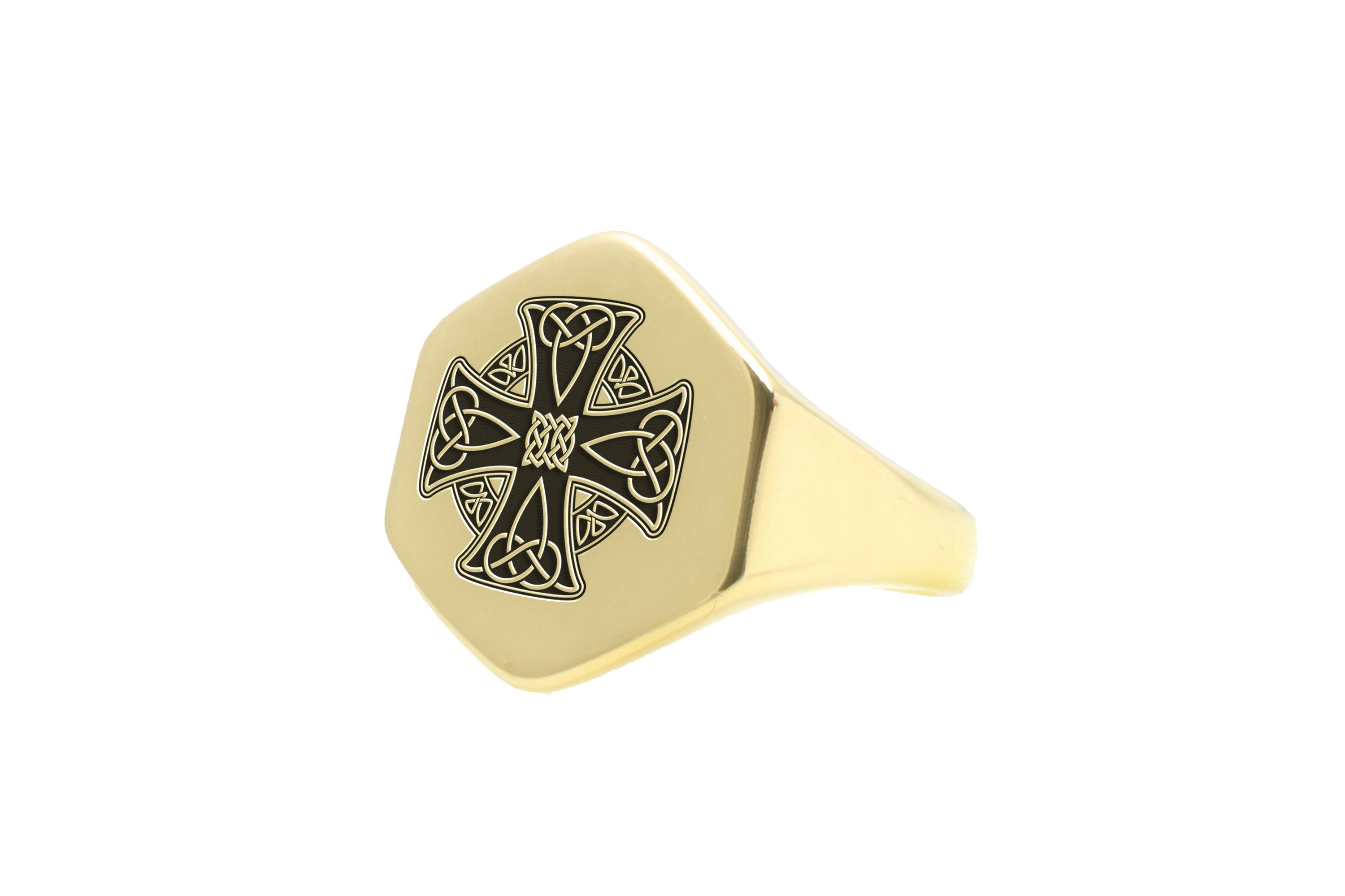 14k Gold Celtic Cross Signet Ring