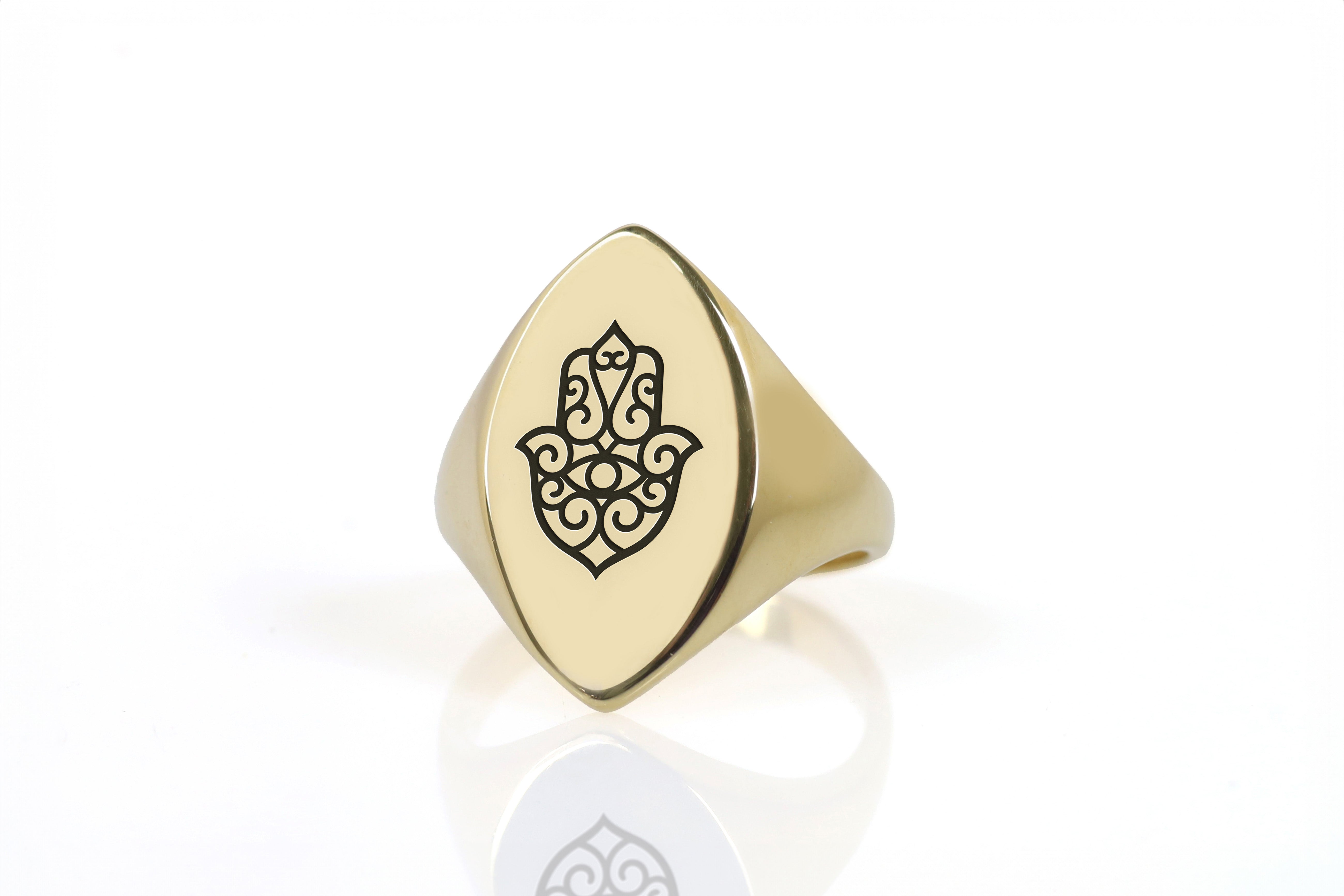 14k Gold Hamsa Signet Ring