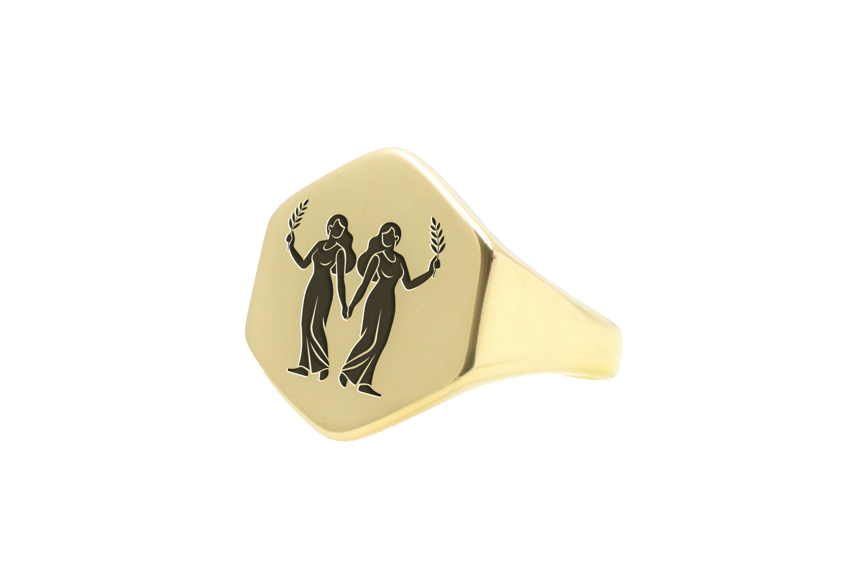 Hexagon Shaped Gold Signet Ring