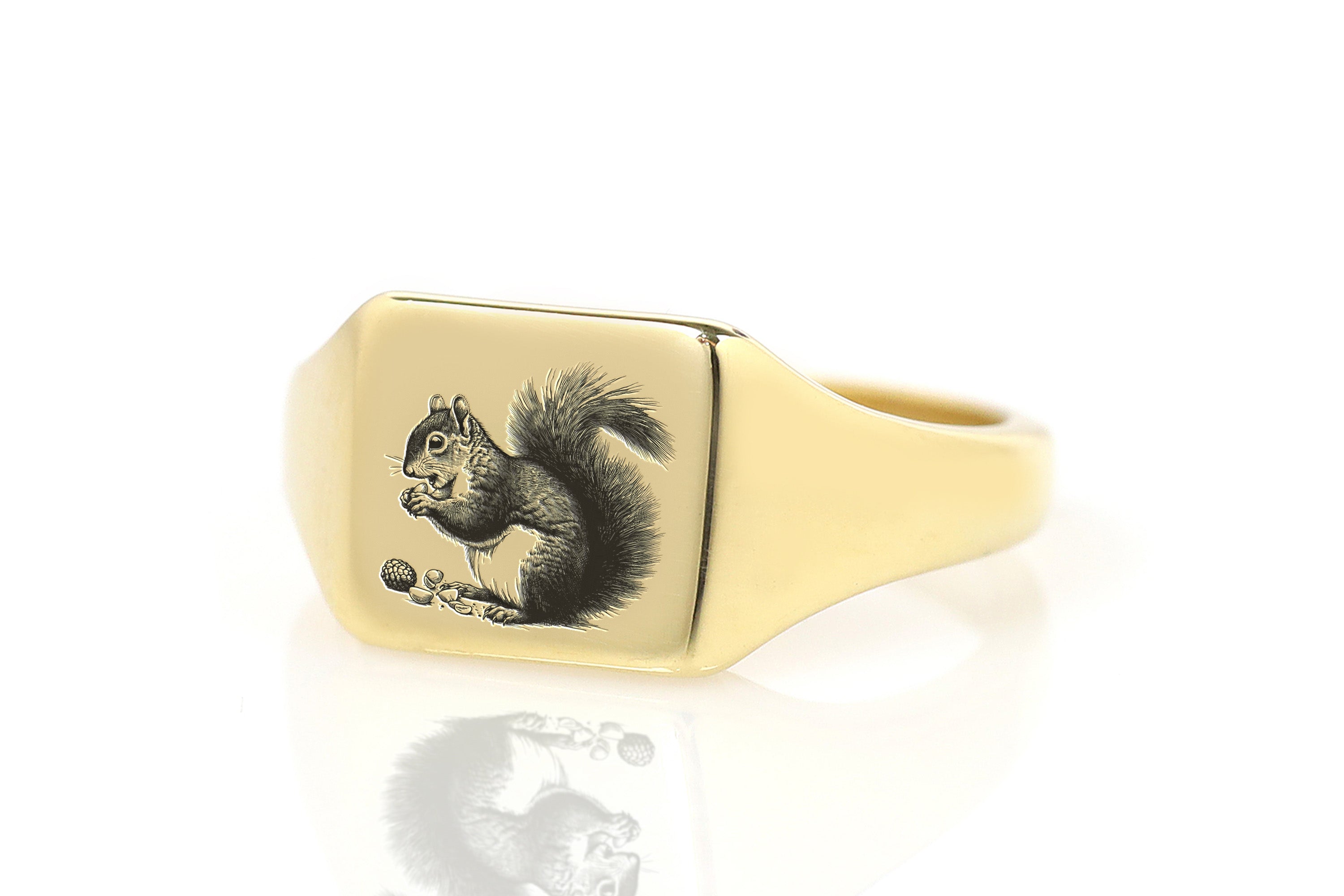 Custom Squirrel Signet Ring