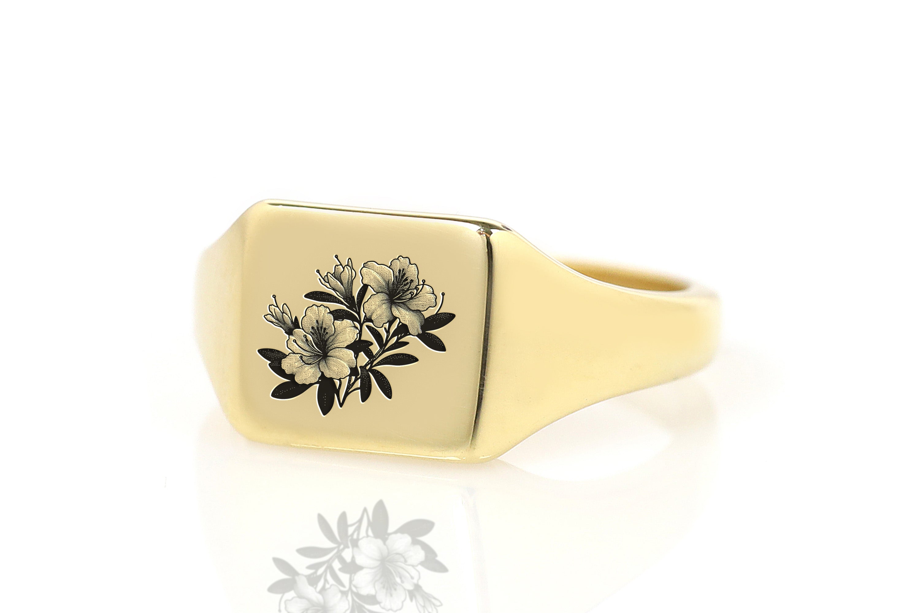 14k Gold Flower Signet Ring