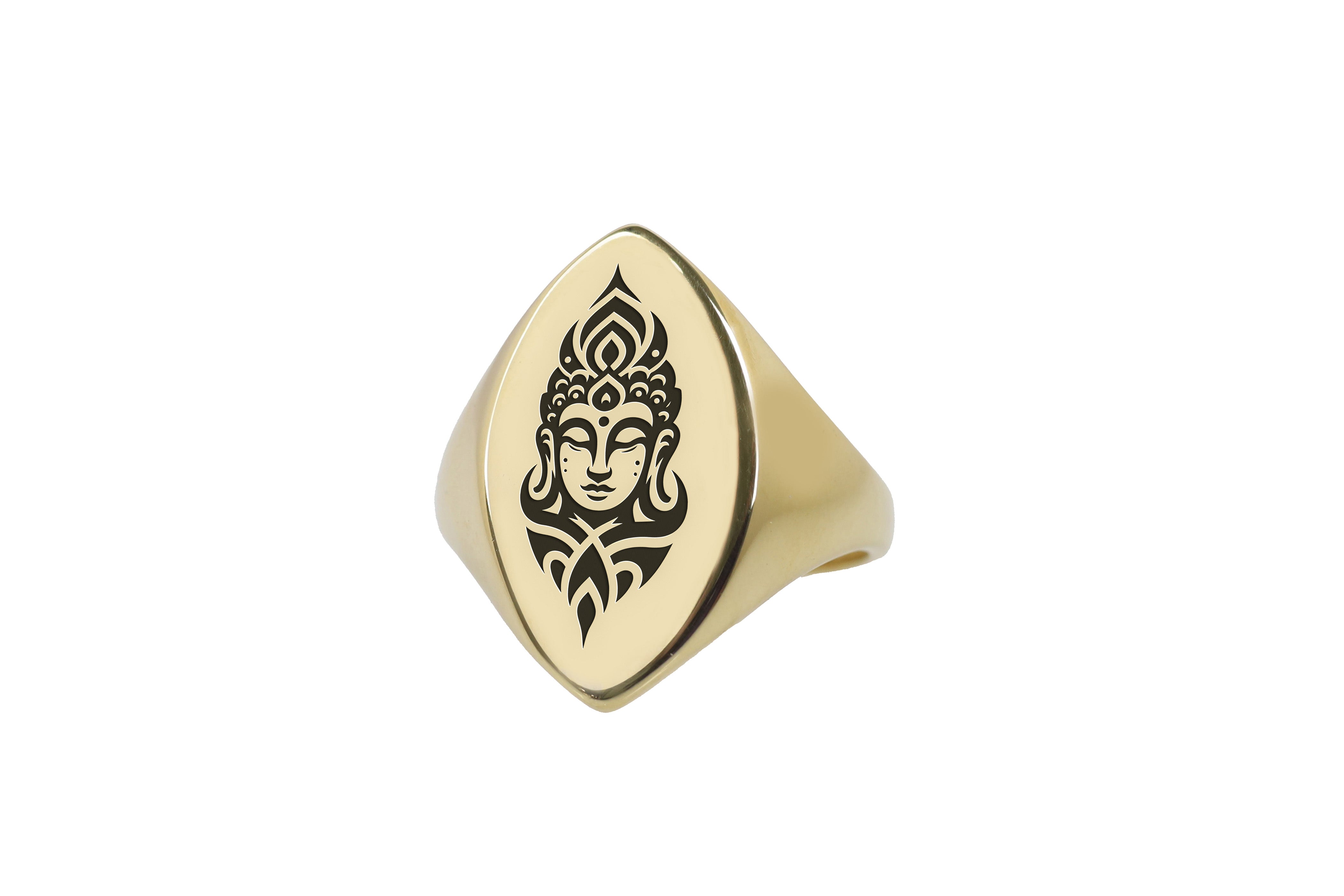 24k Gold Buddha Signet Ring