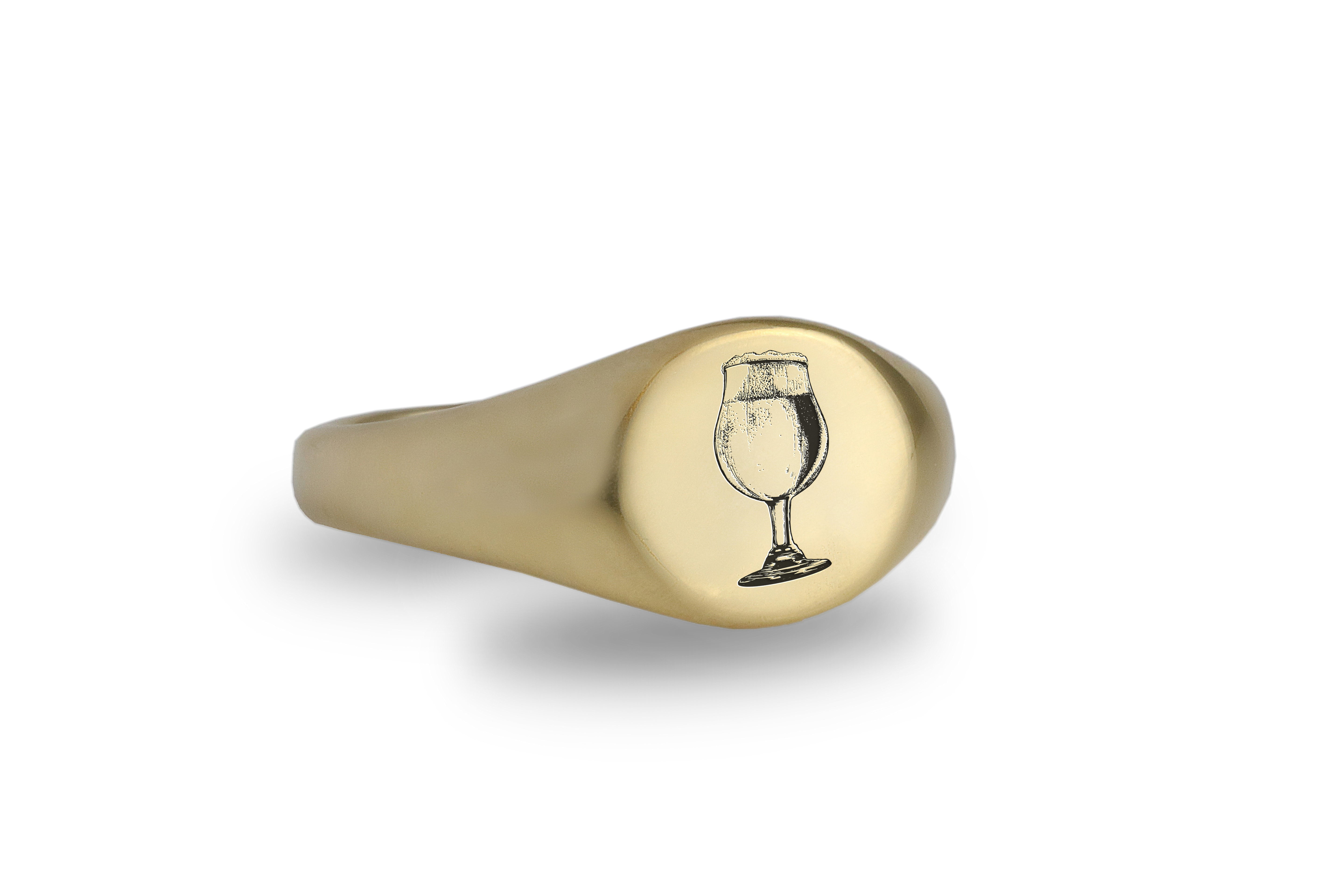 Custom Beer Gold Signet Ring