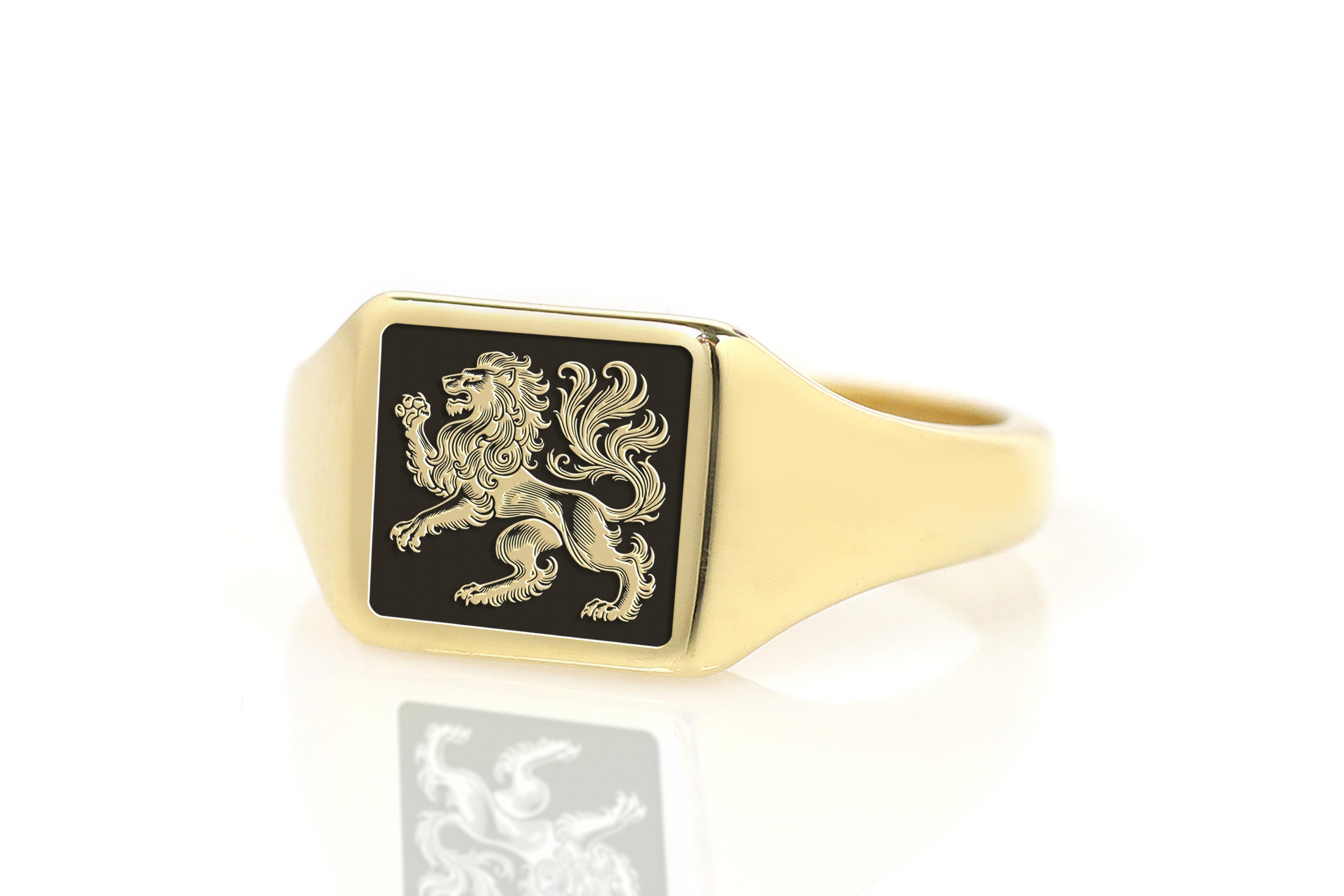 Golden Lion Embossed Ring