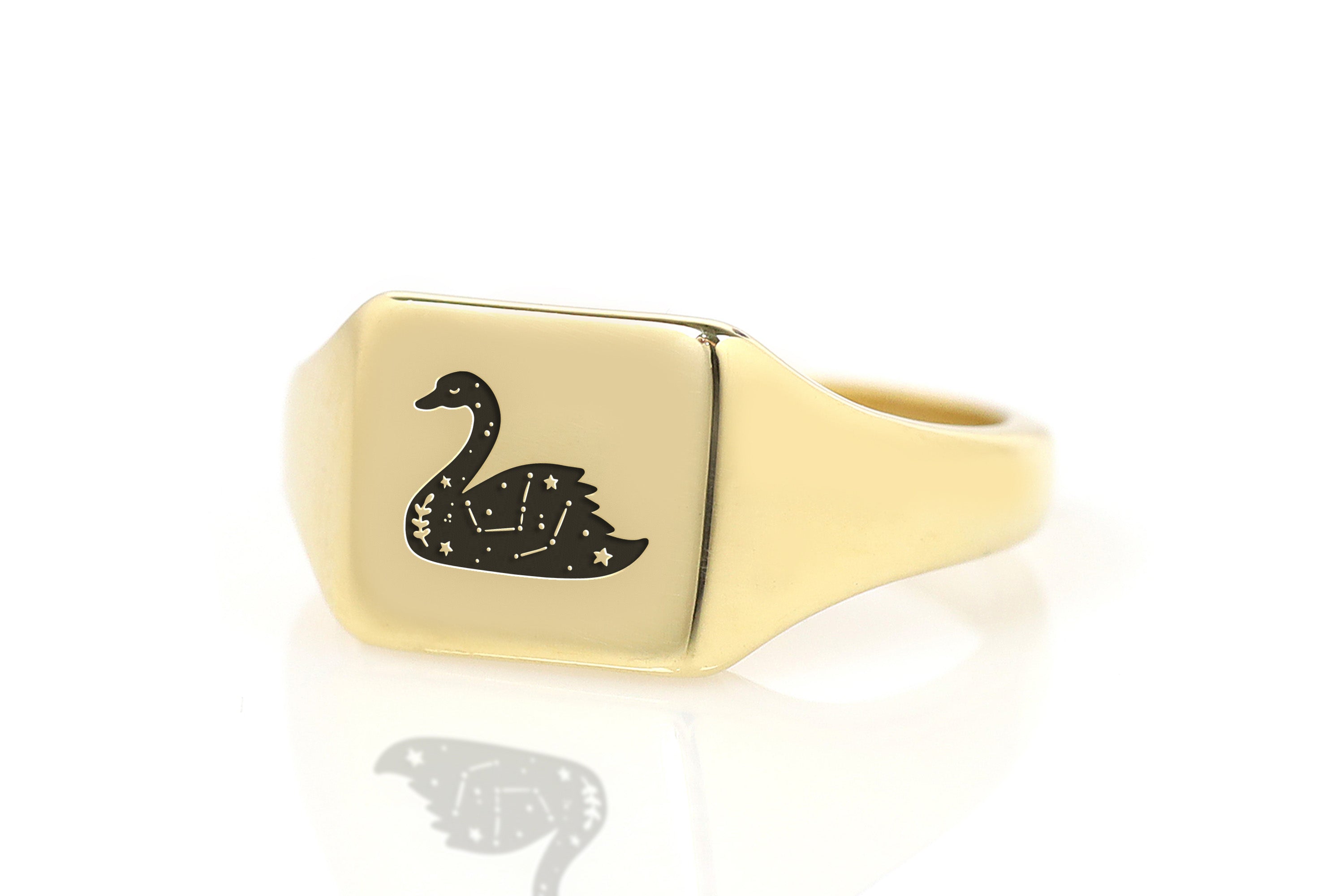 Engraved Swan Signet Ring