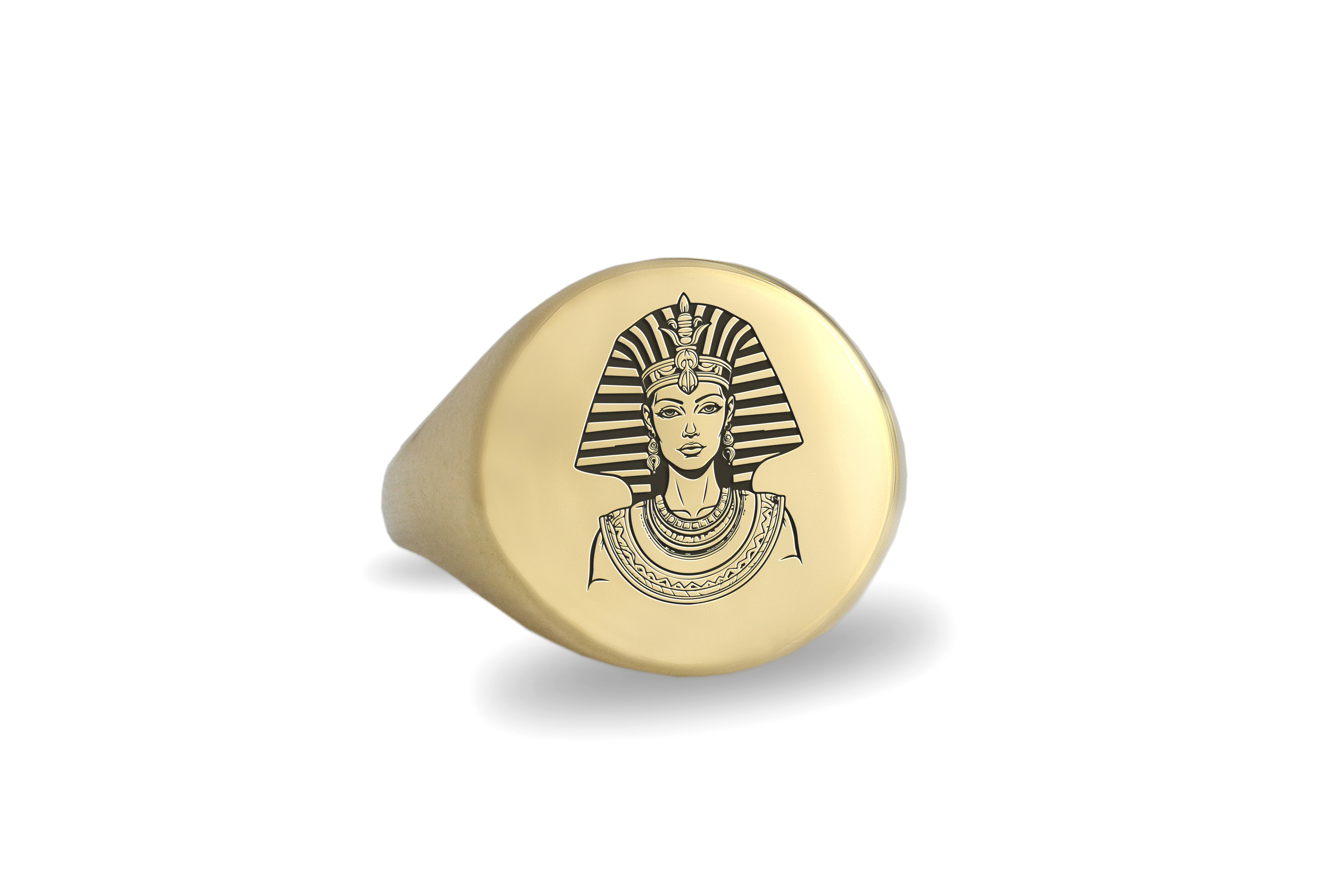 14k Gold Cleopatra Signet Ring