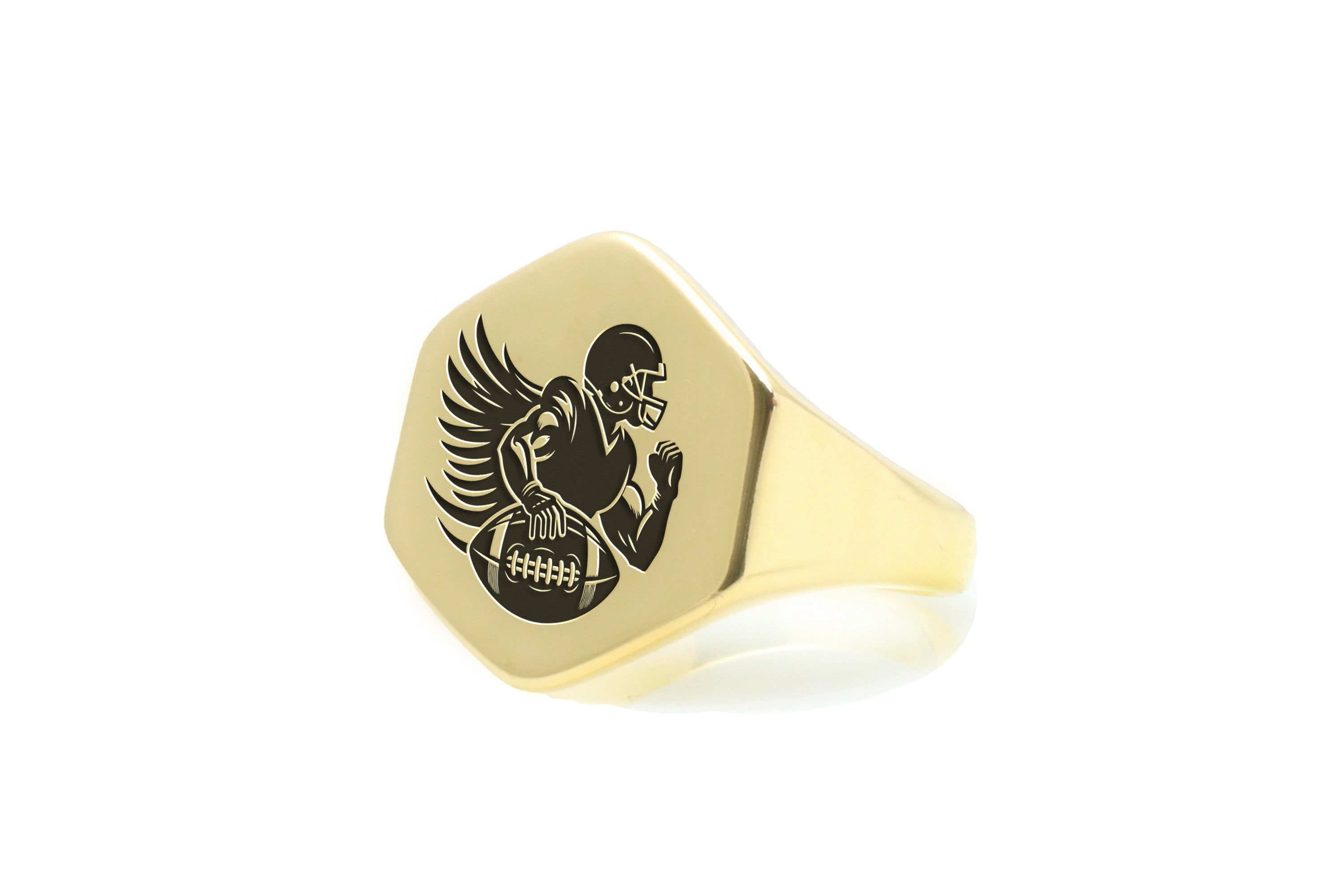 14k Gold Football Player Signet Ring