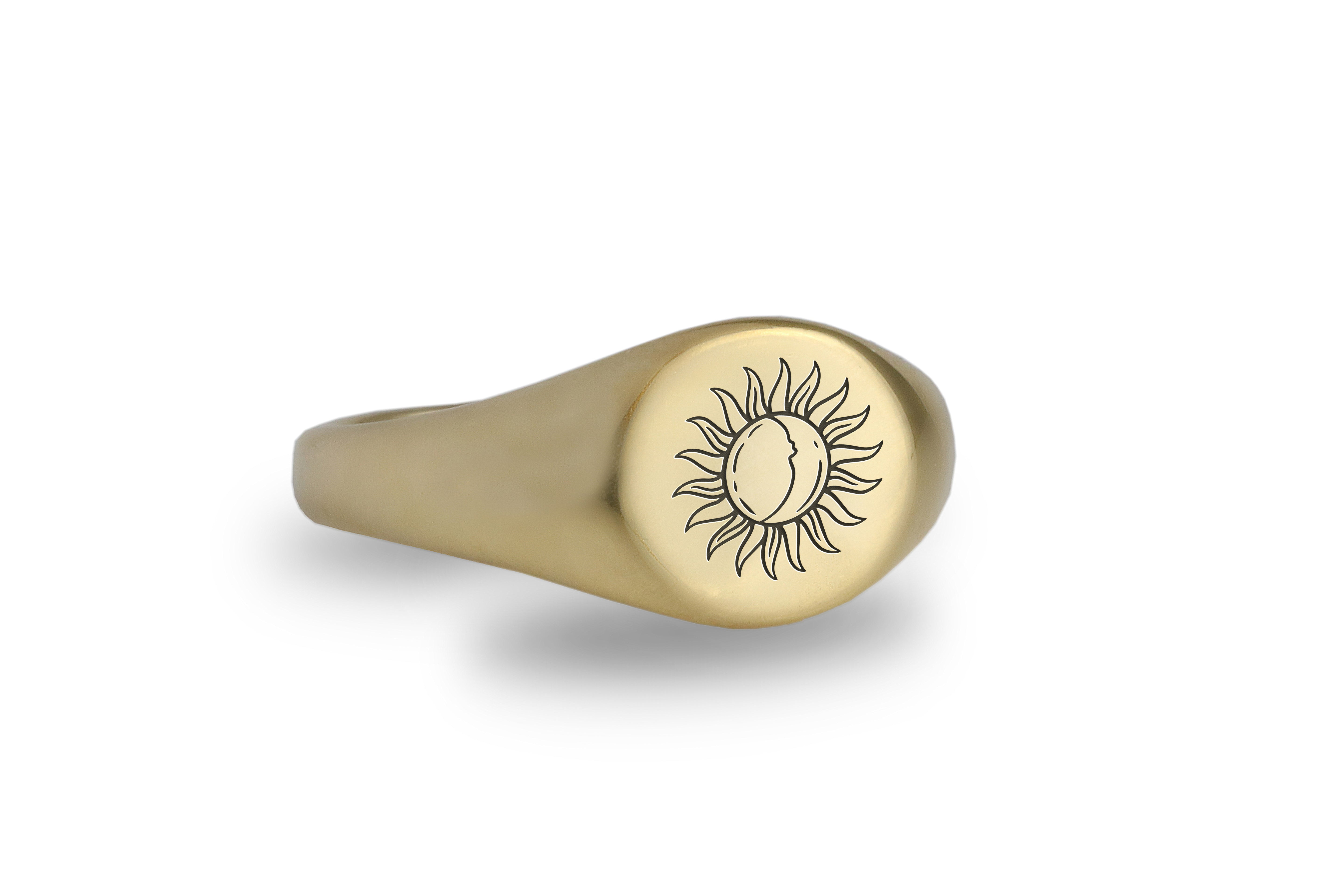 14k Gold Sun Signet Ring