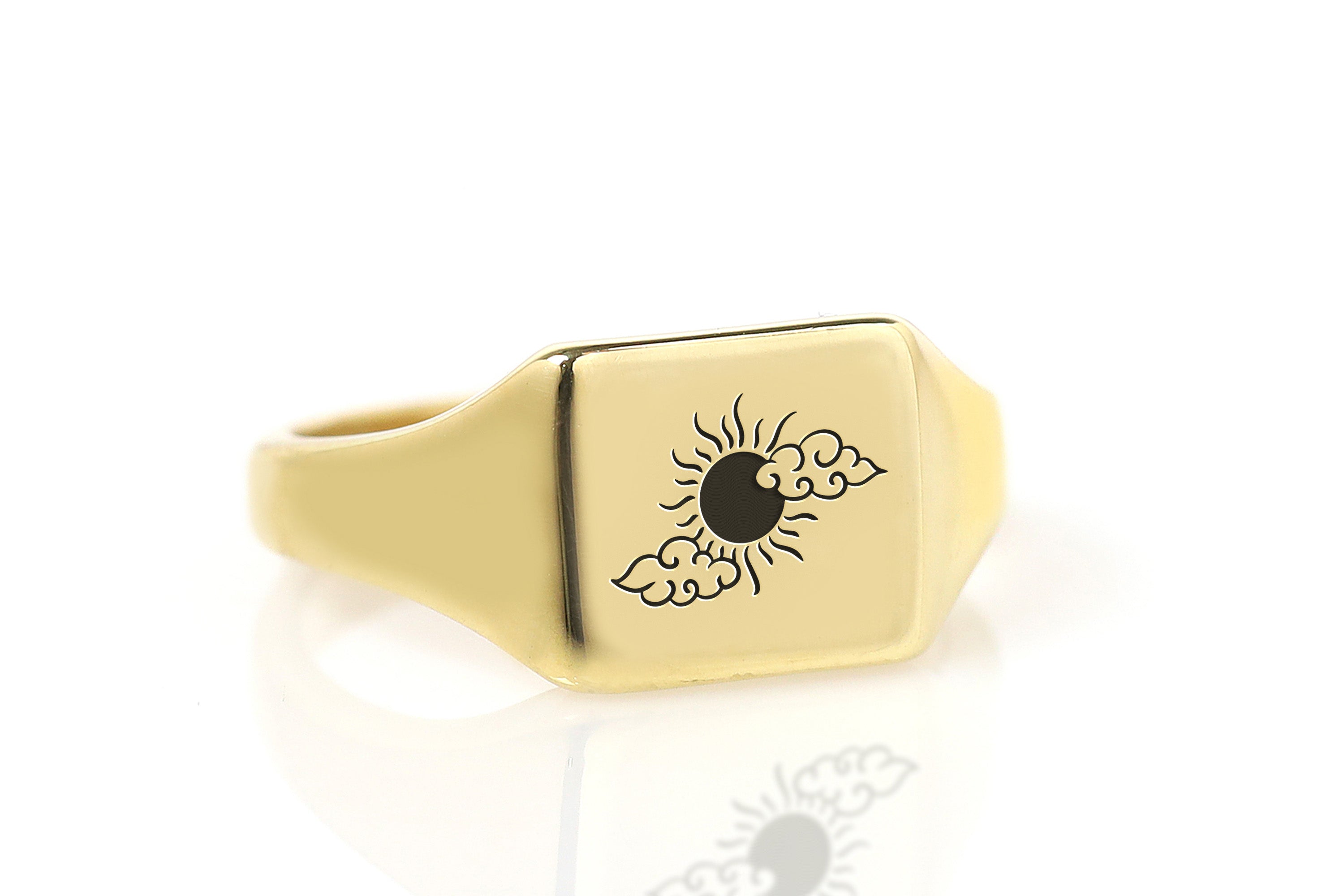 Custom Sun Gold Signet Ring