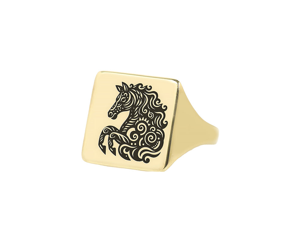 Tribal Horse Signet Ring