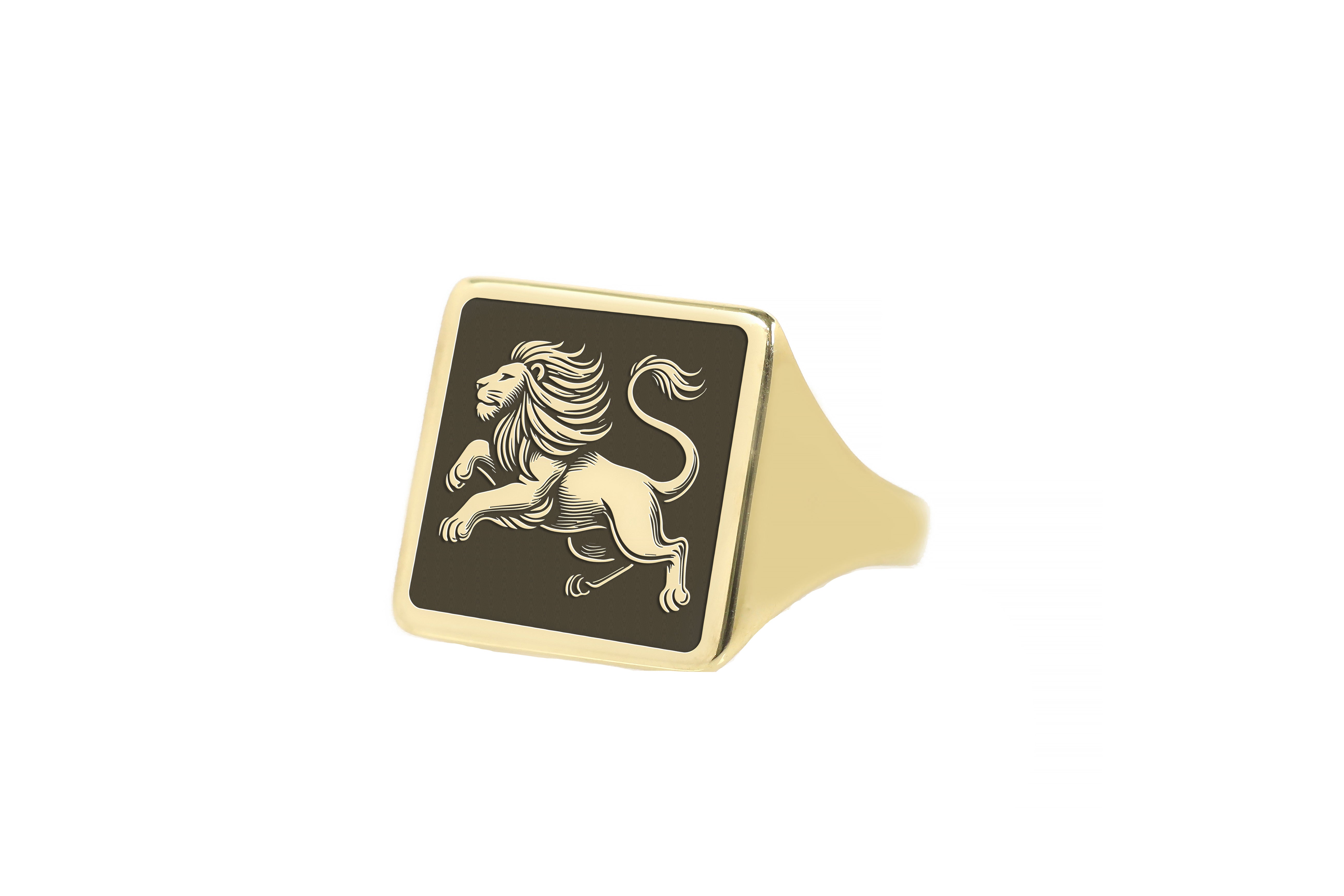 24k Gold Embossed Lion Ring