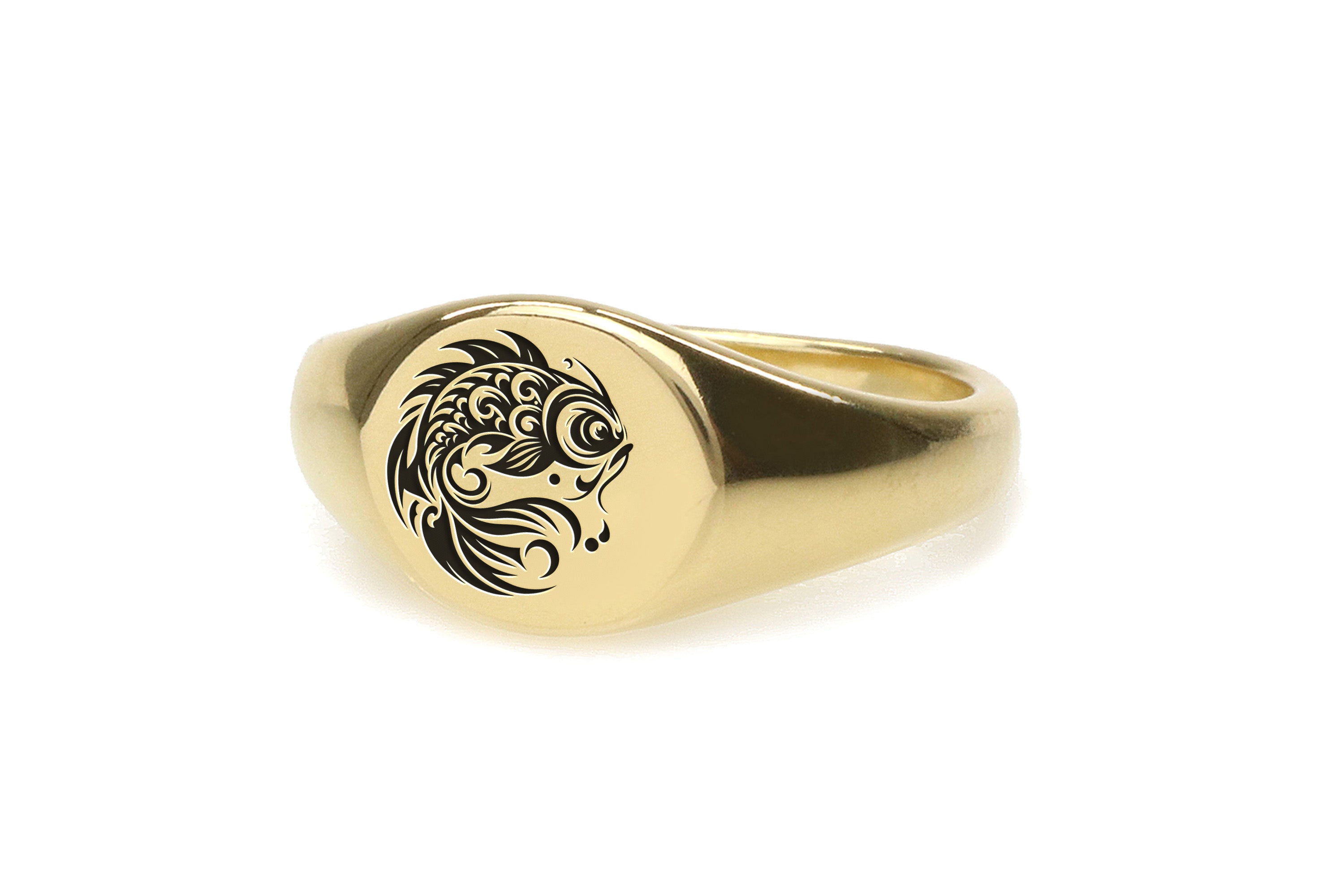 Engraved Koi Fish Ring