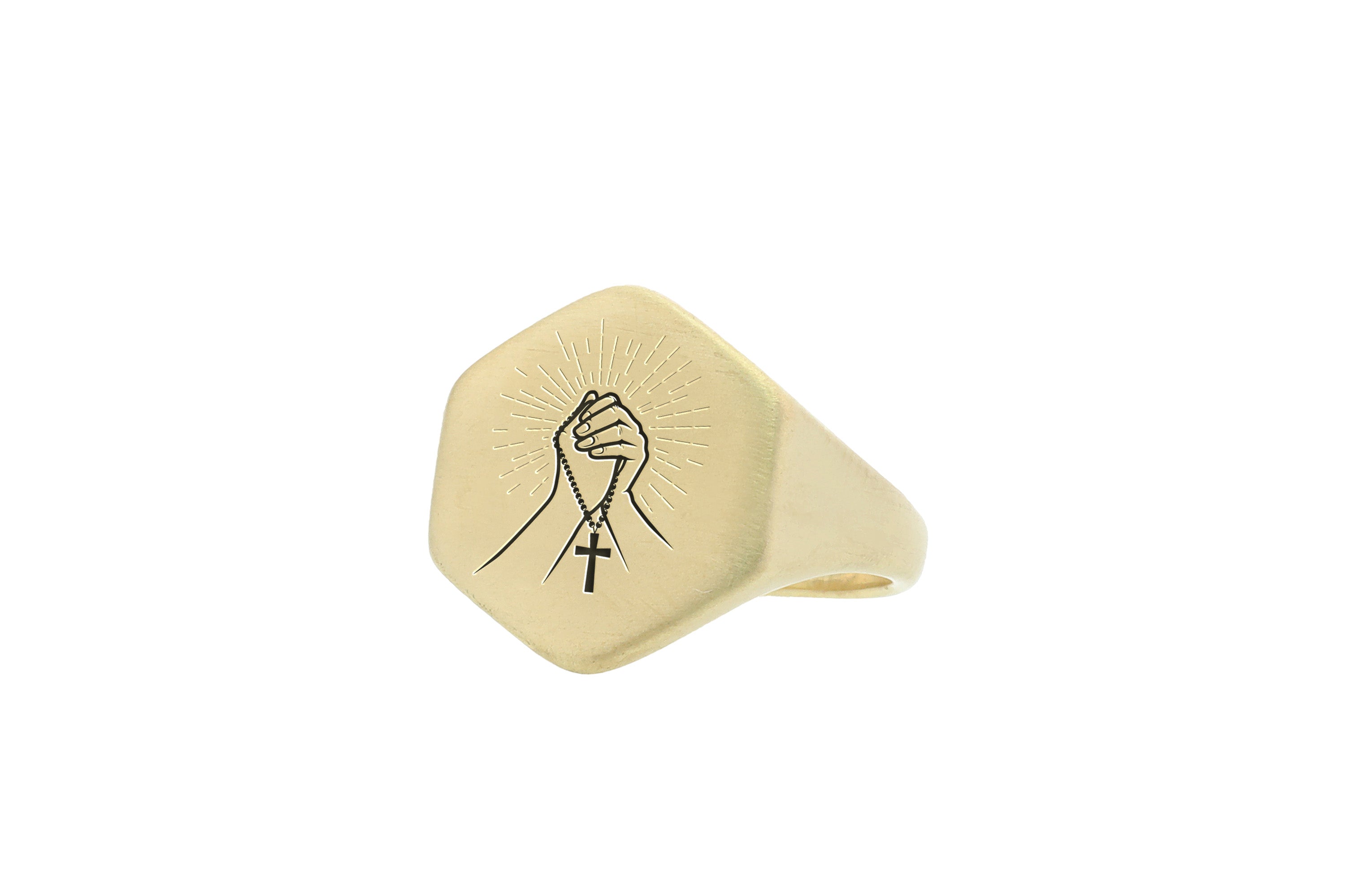 Praying Gold Signet Ring