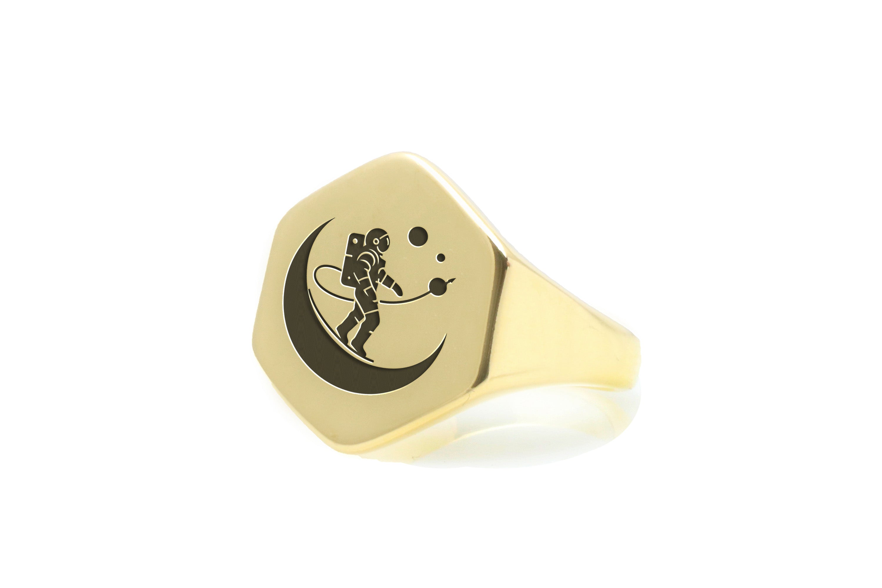 14k Gold Astronaut Signet Ring