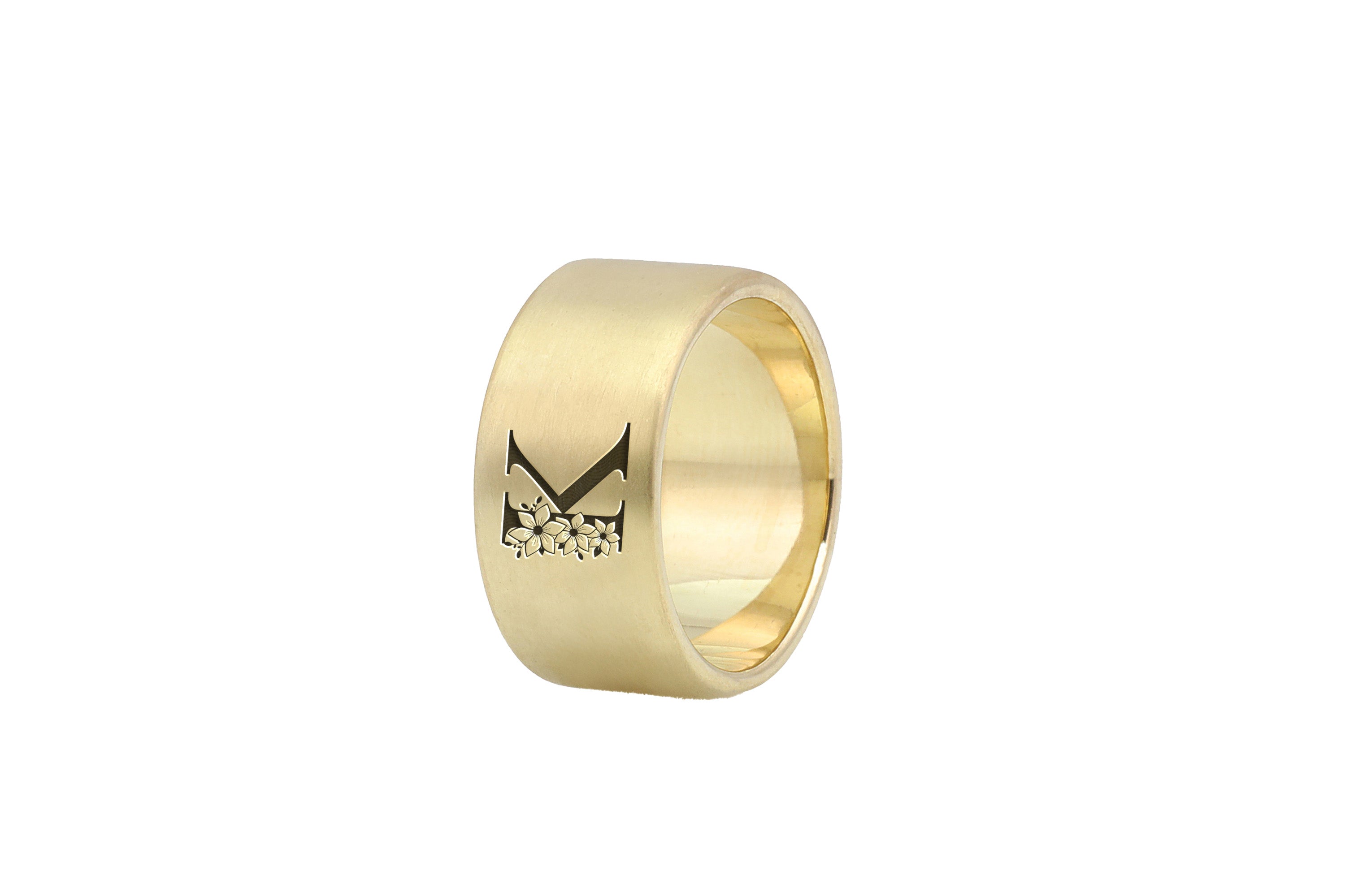 Engraved Flowered Wedding Ring