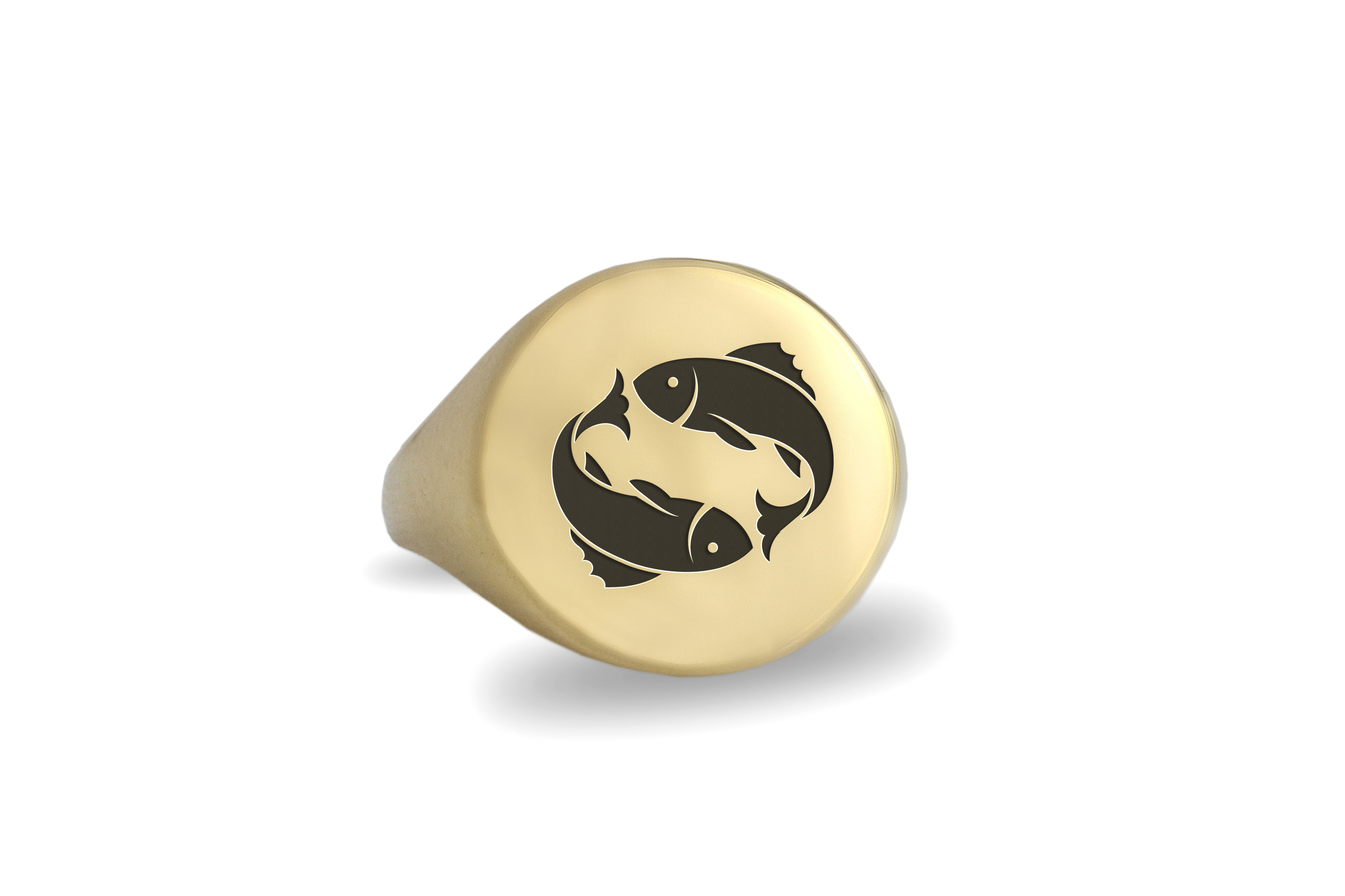 14k Gold Pisces Signet Ring