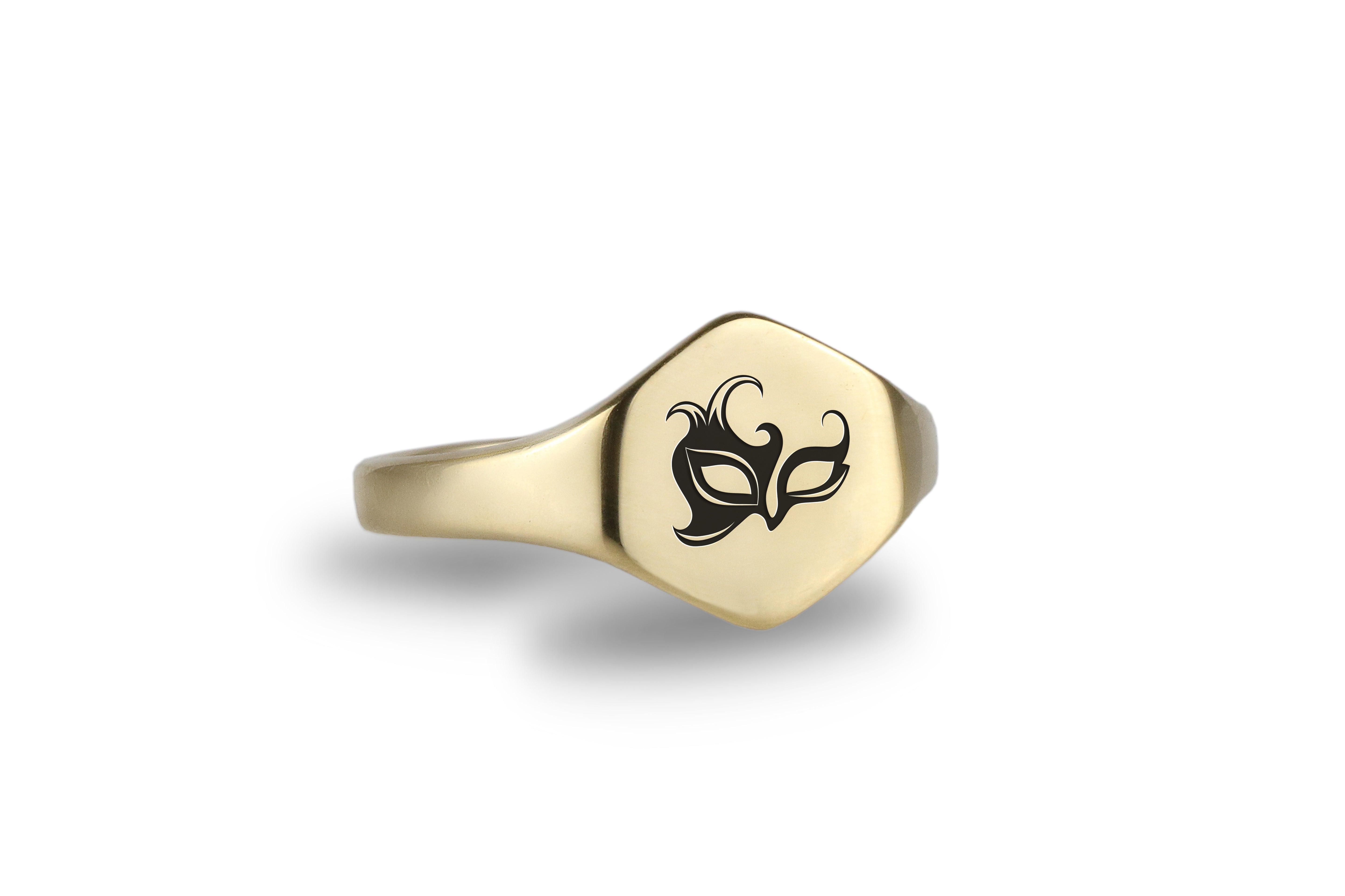 Gold Mask Signet Ring