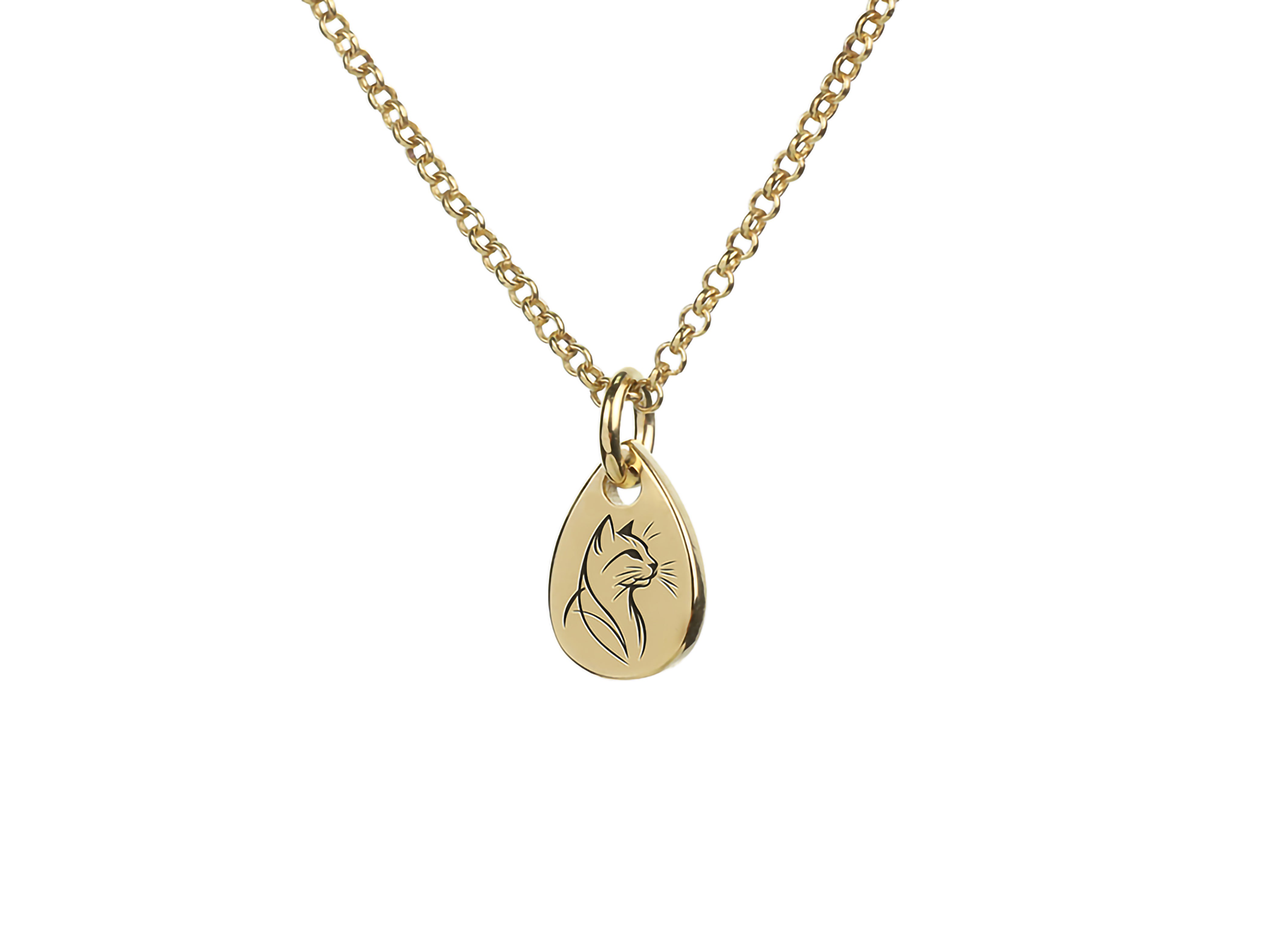 Cute Cat Engraved Necklace