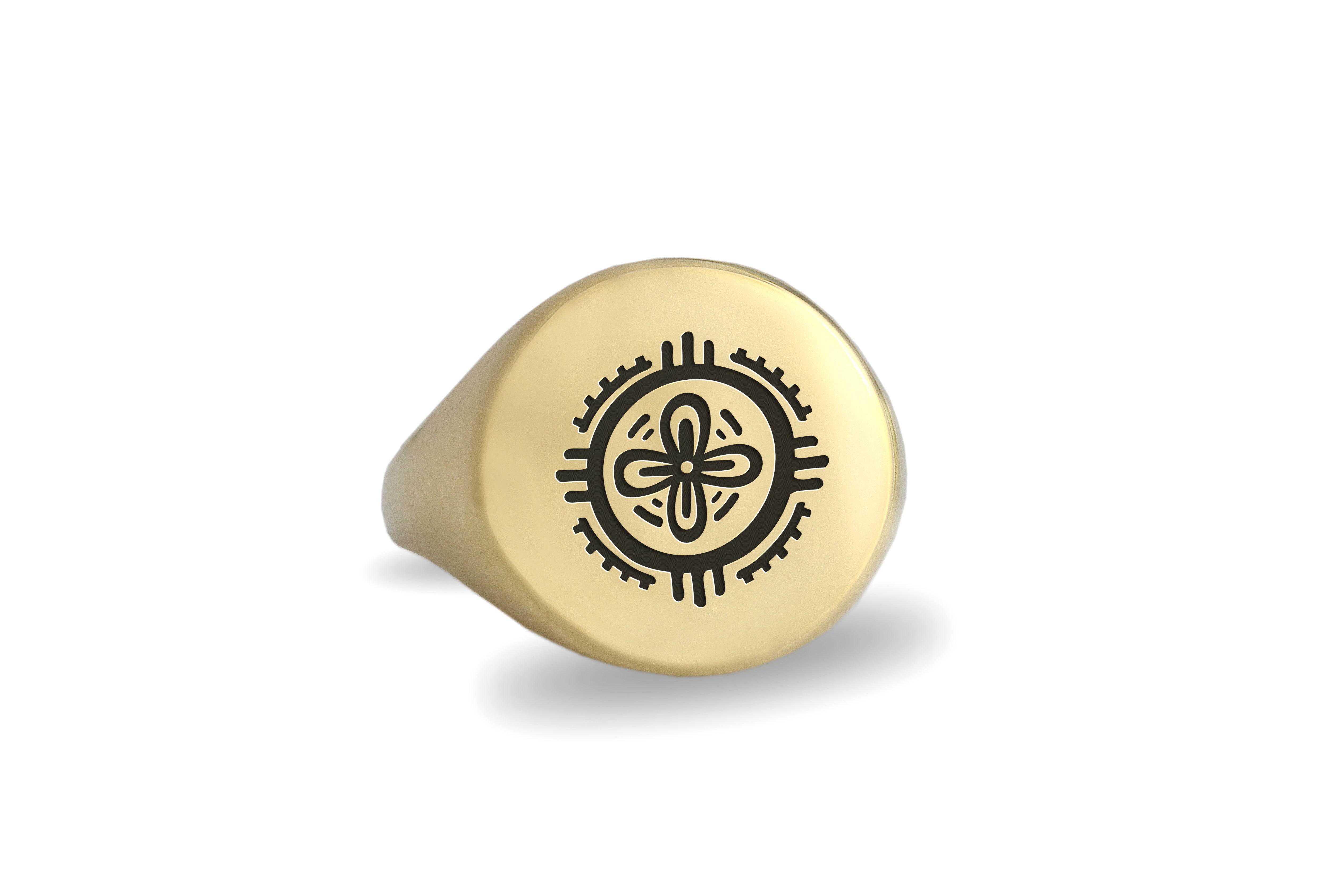 Engraved Aztec Signet Ring