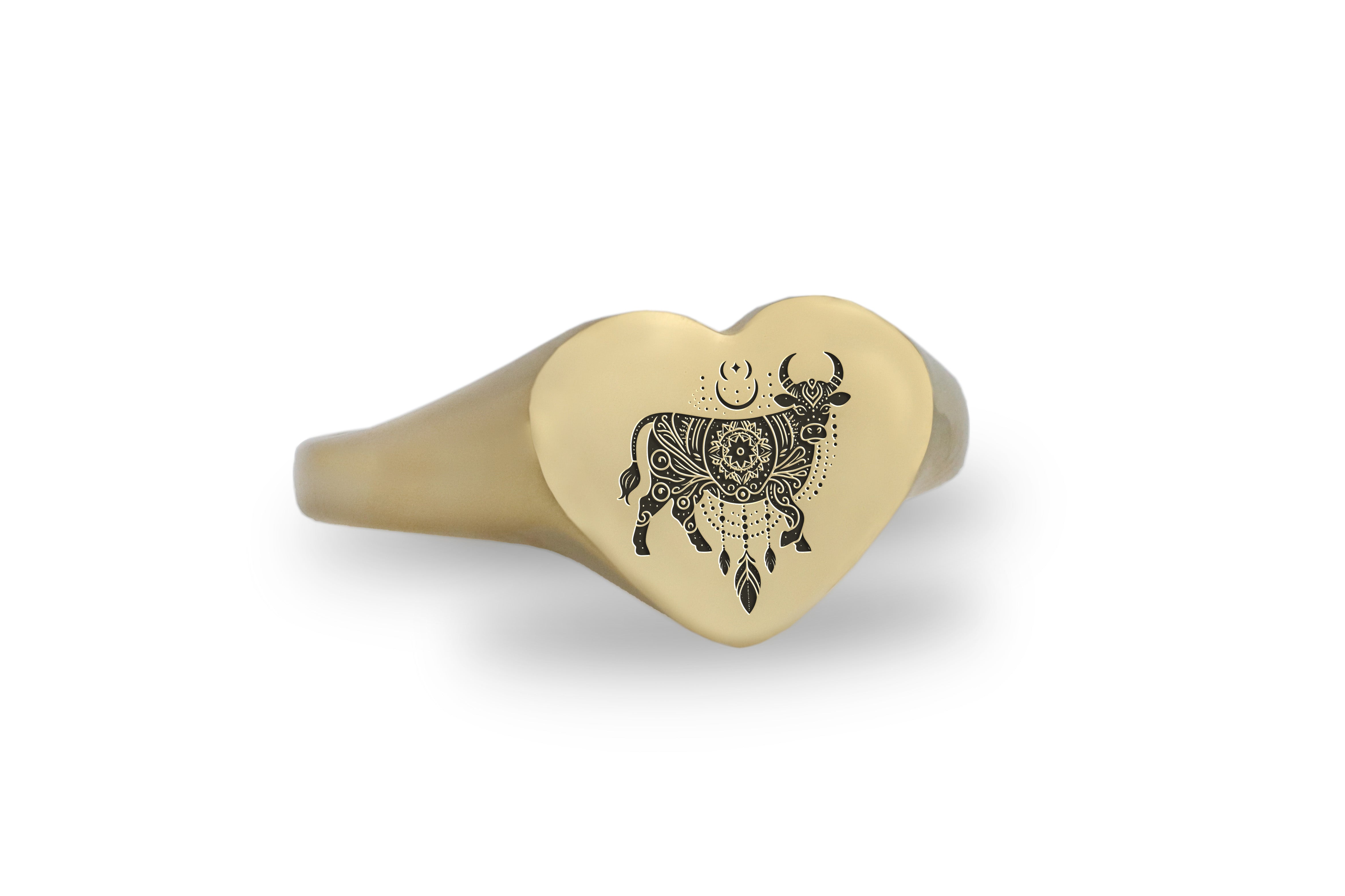 Engraved Cow Signet Ring