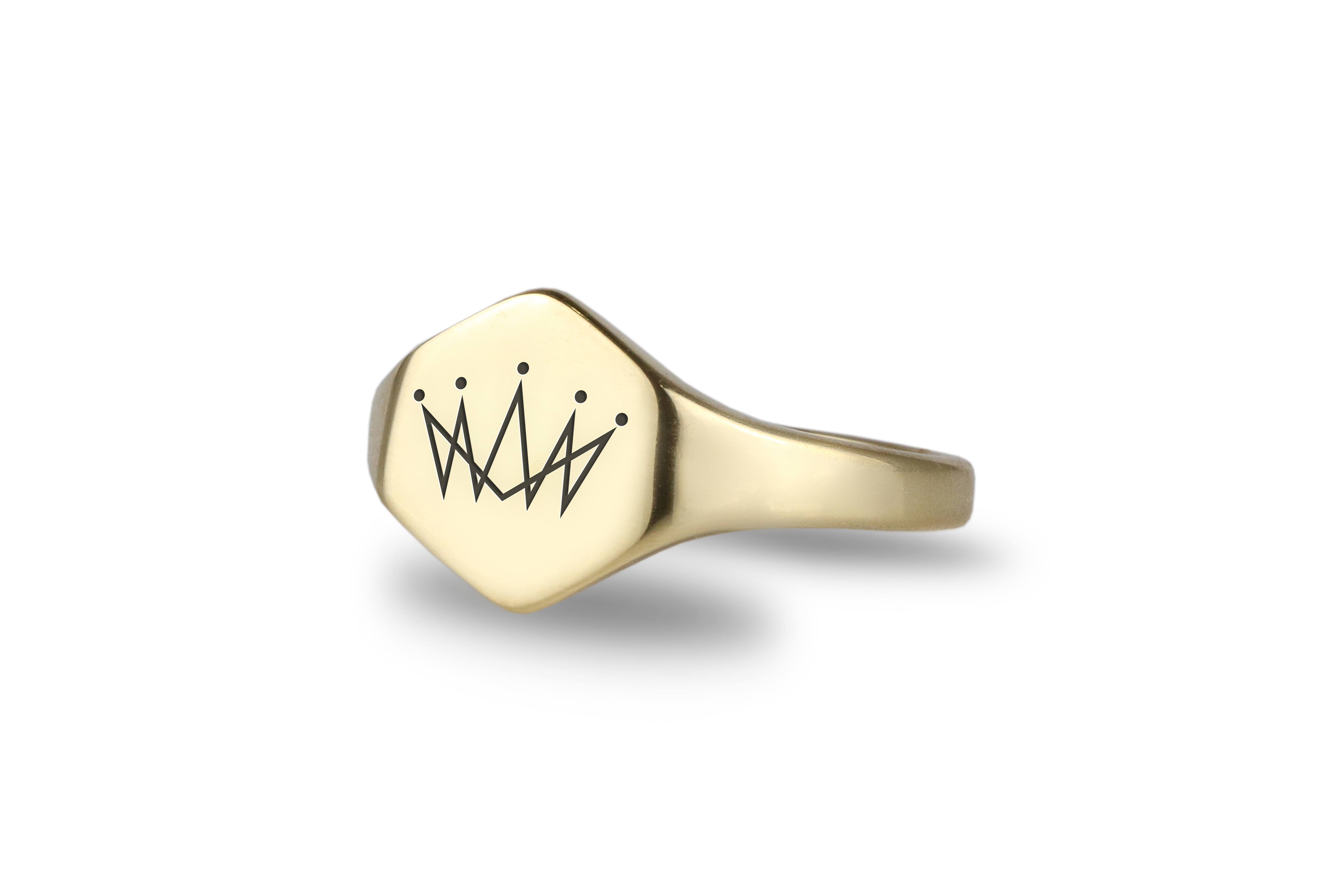 14k Gold Crown Signet Ring