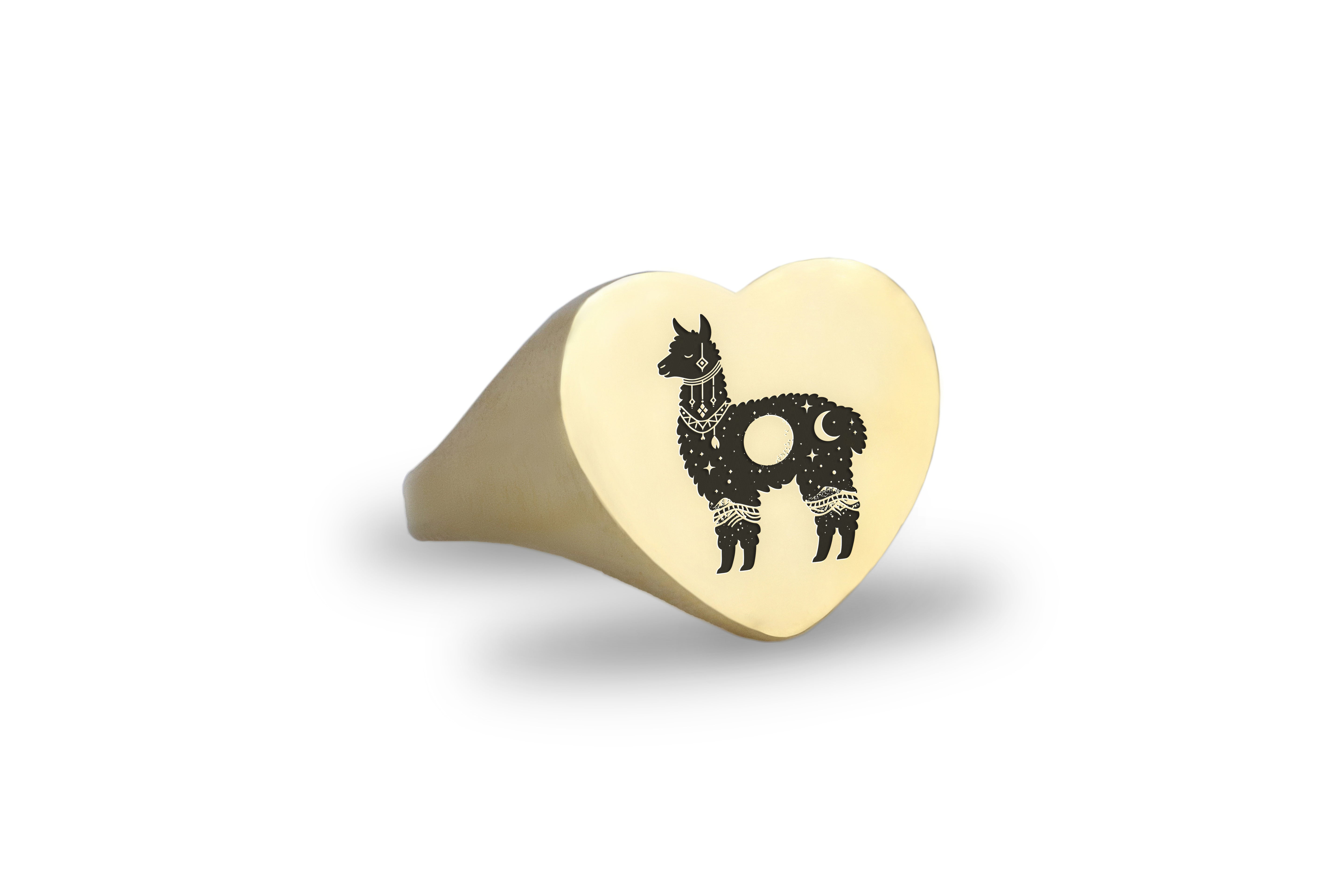 Cosmic Llama Heart Shaped Ring