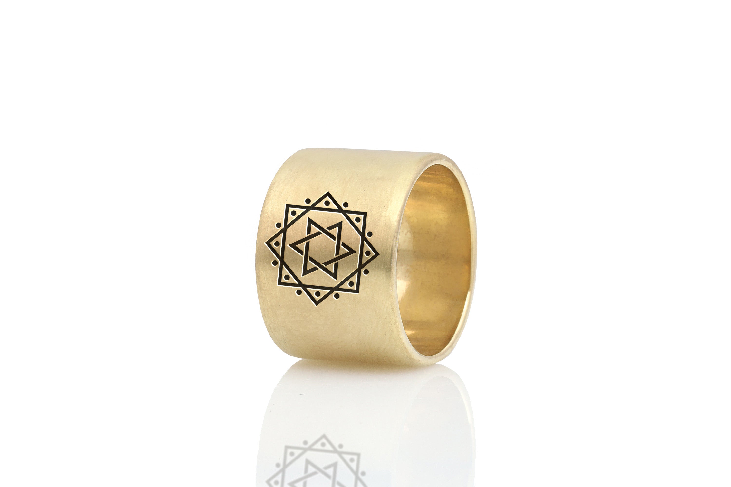 Star Of David Wide Brushed Ring