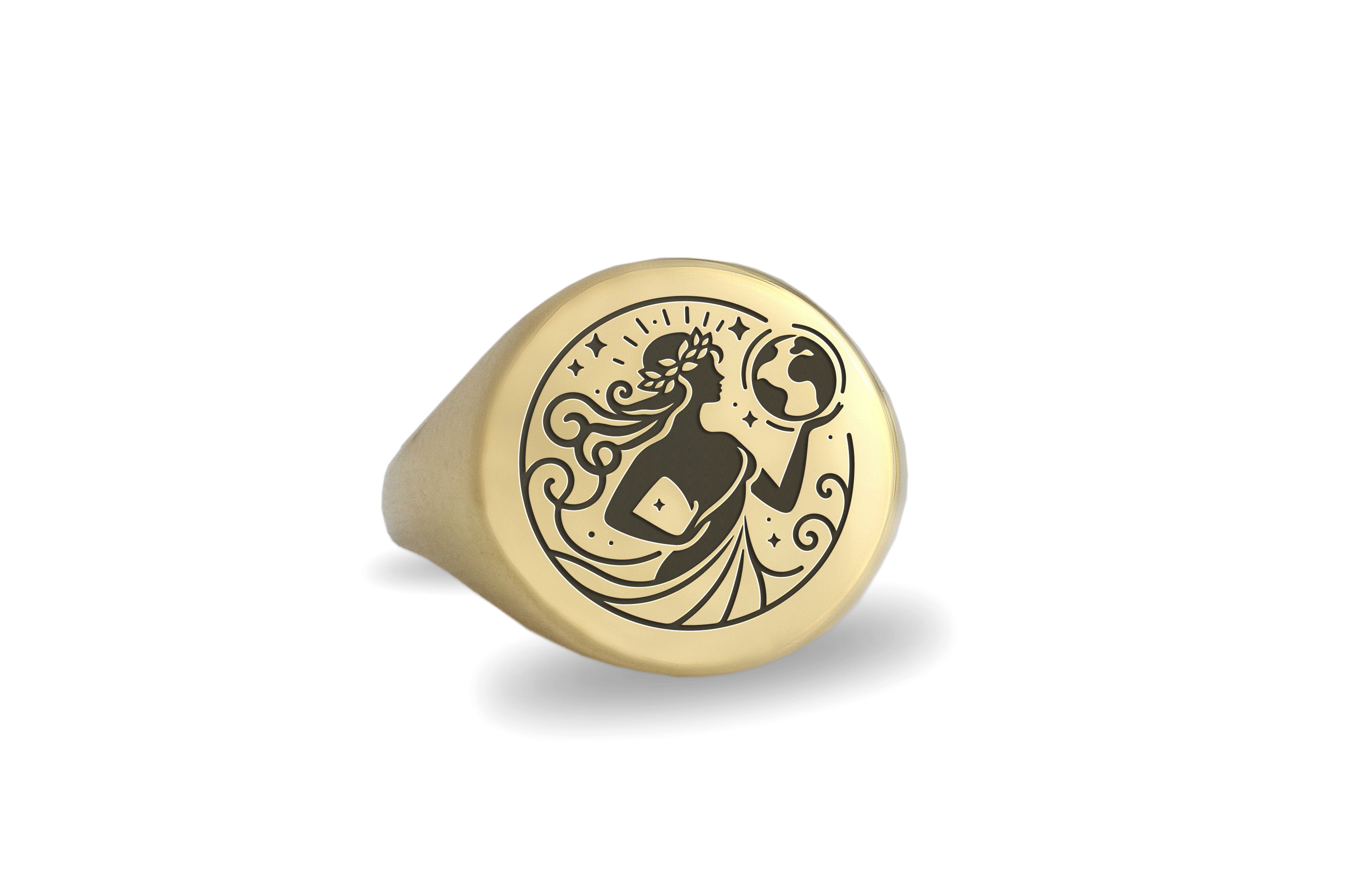 Engraved Atlas Woman Ring